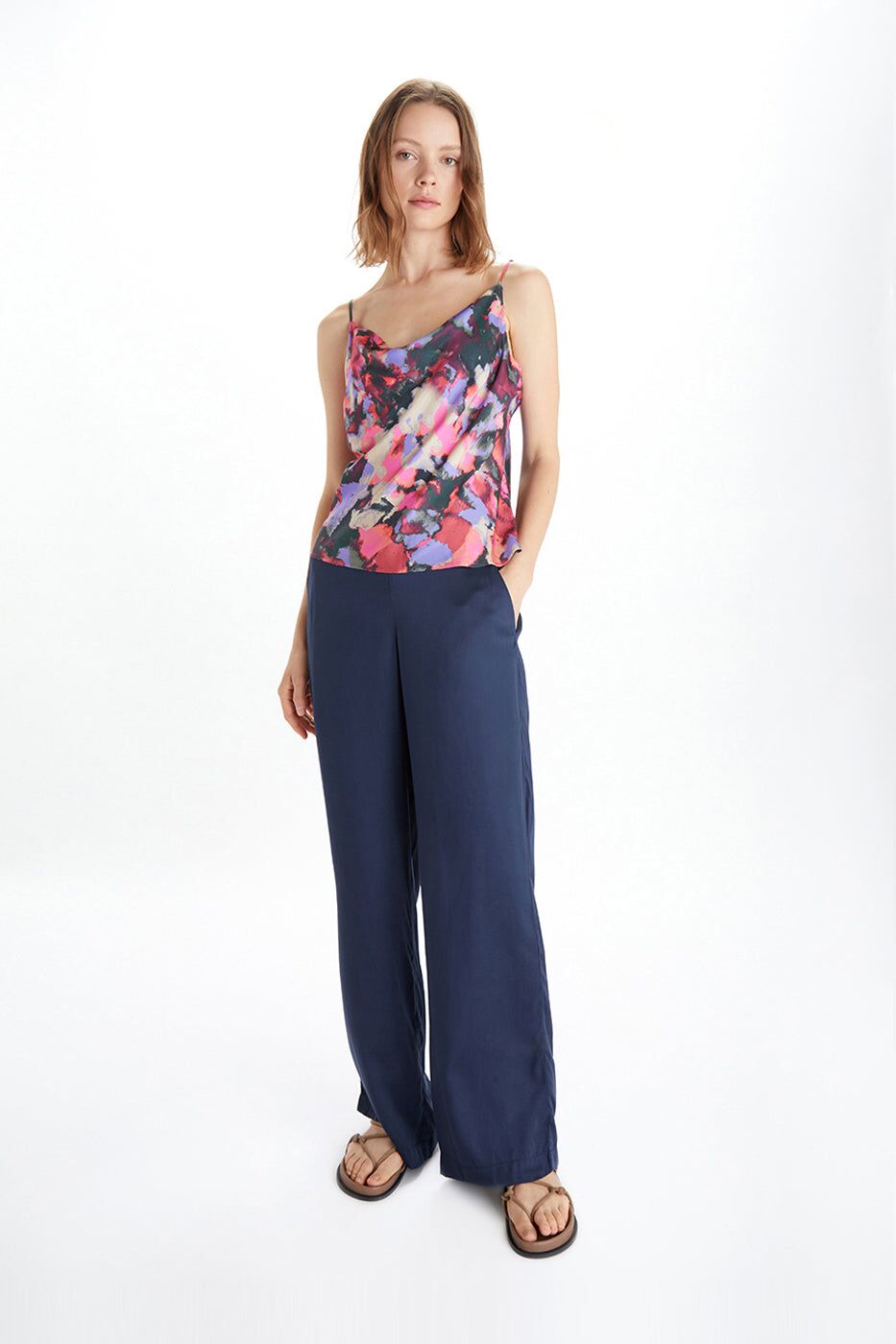 cowl neck camisole gem print 3