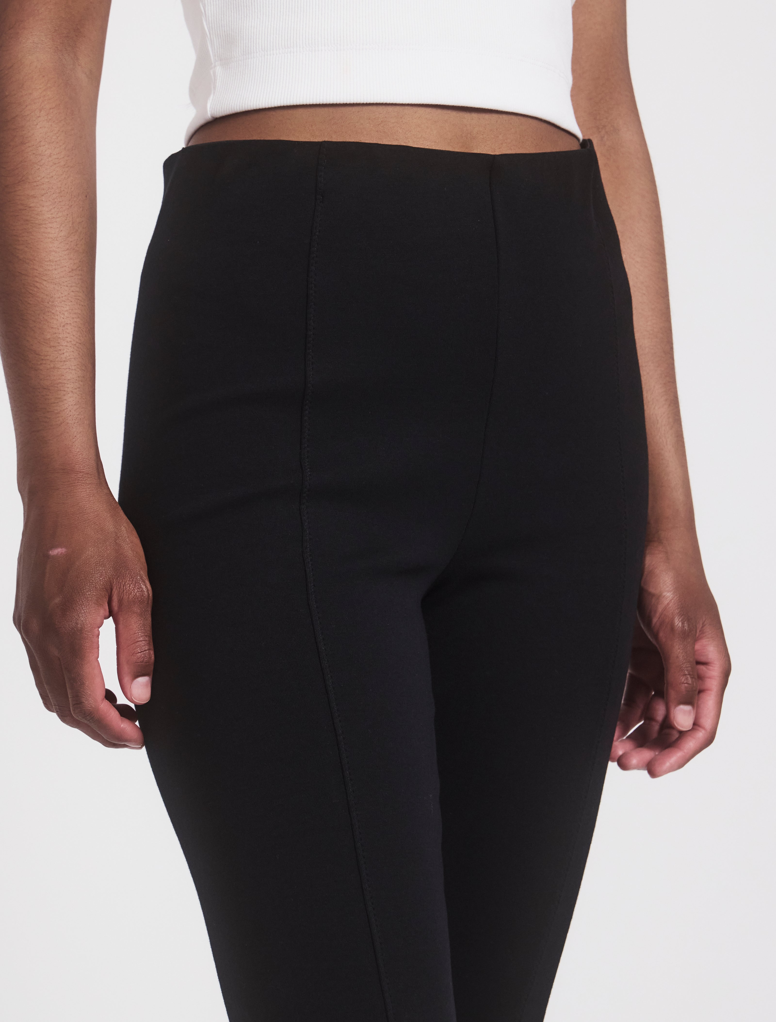 crop flare travel pant in black 3