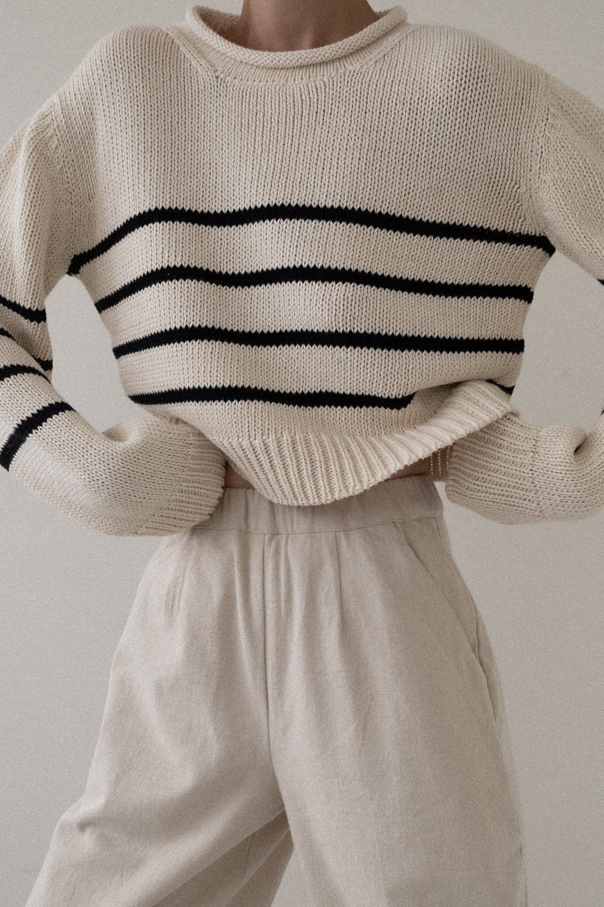 cropped field sweater black stripe 2
