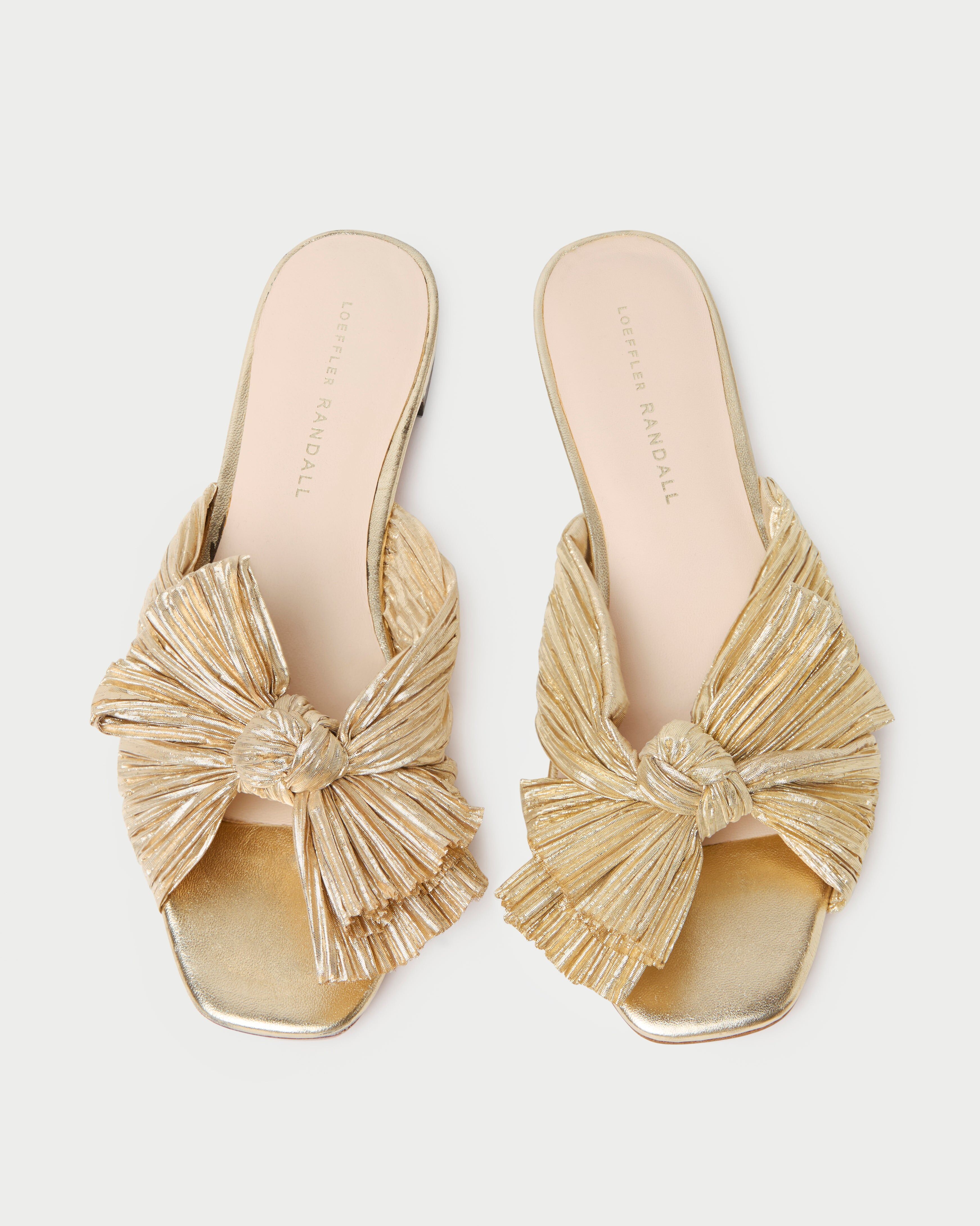 daphne gold bow slide sandal 1
