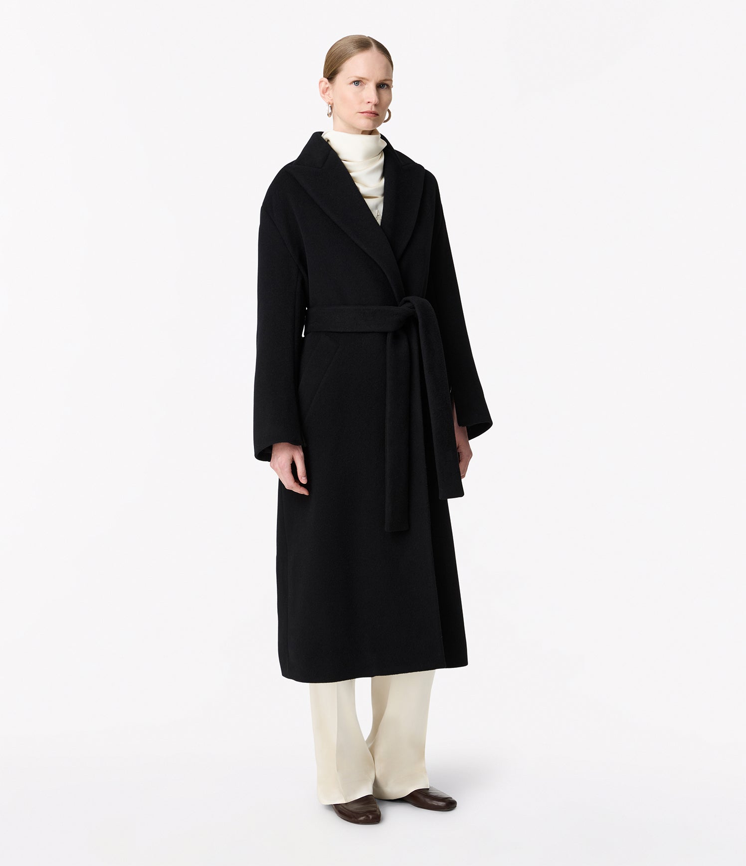 double breasted wrap coat black 2
