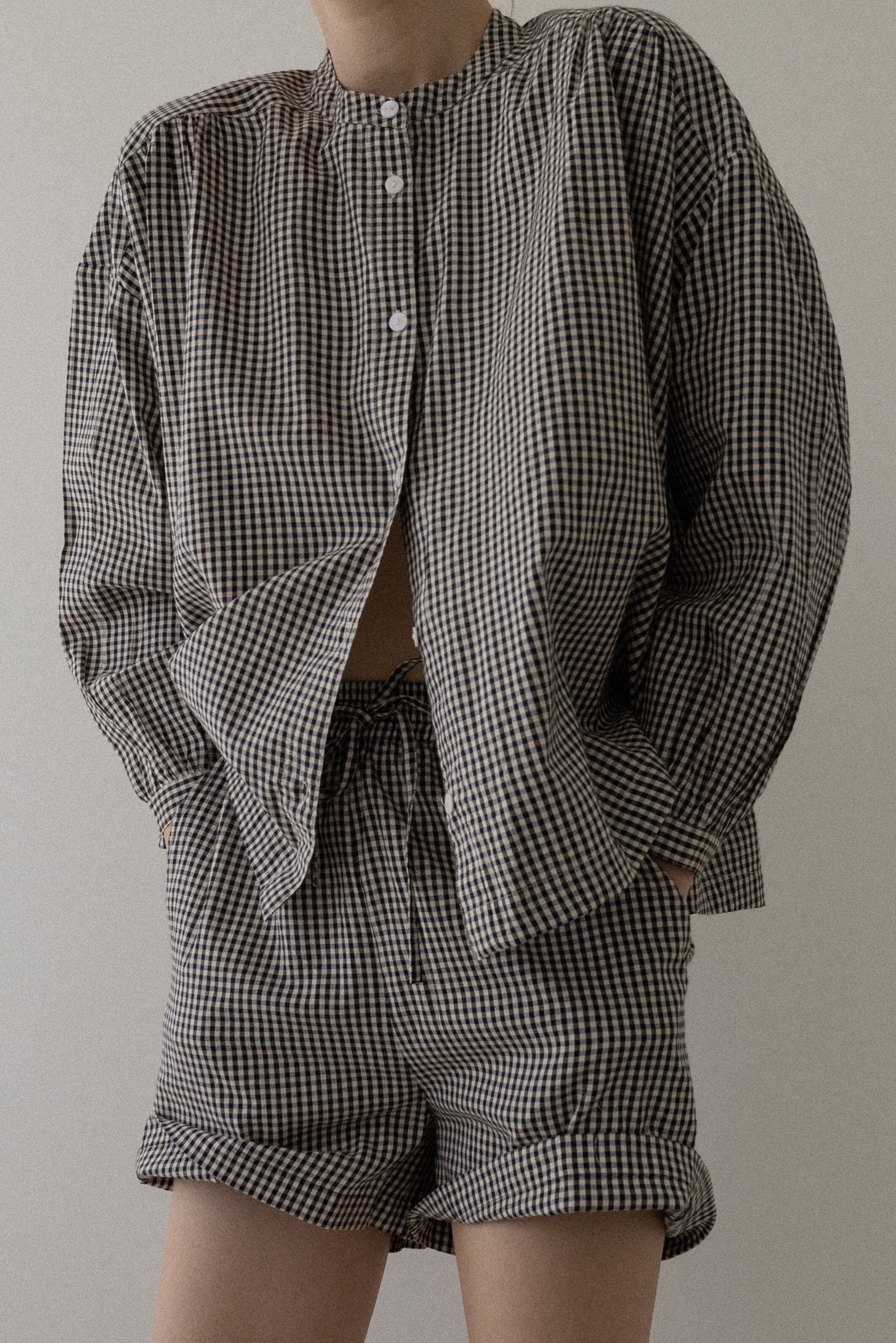 drawstring short gingham 2