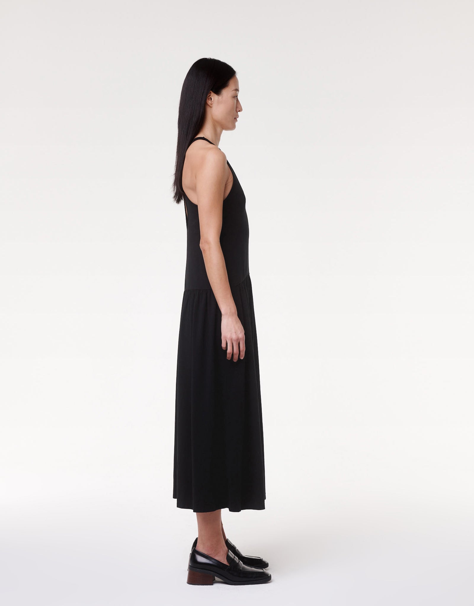 dropwaist gathered tank dress black 3