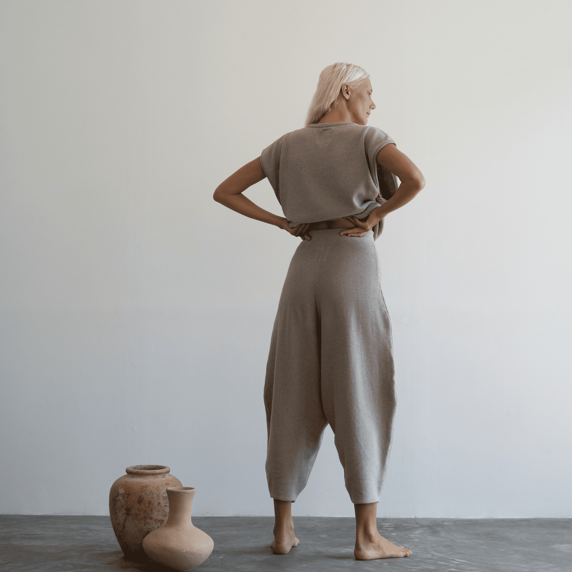 elke fawn knit volume pant 1