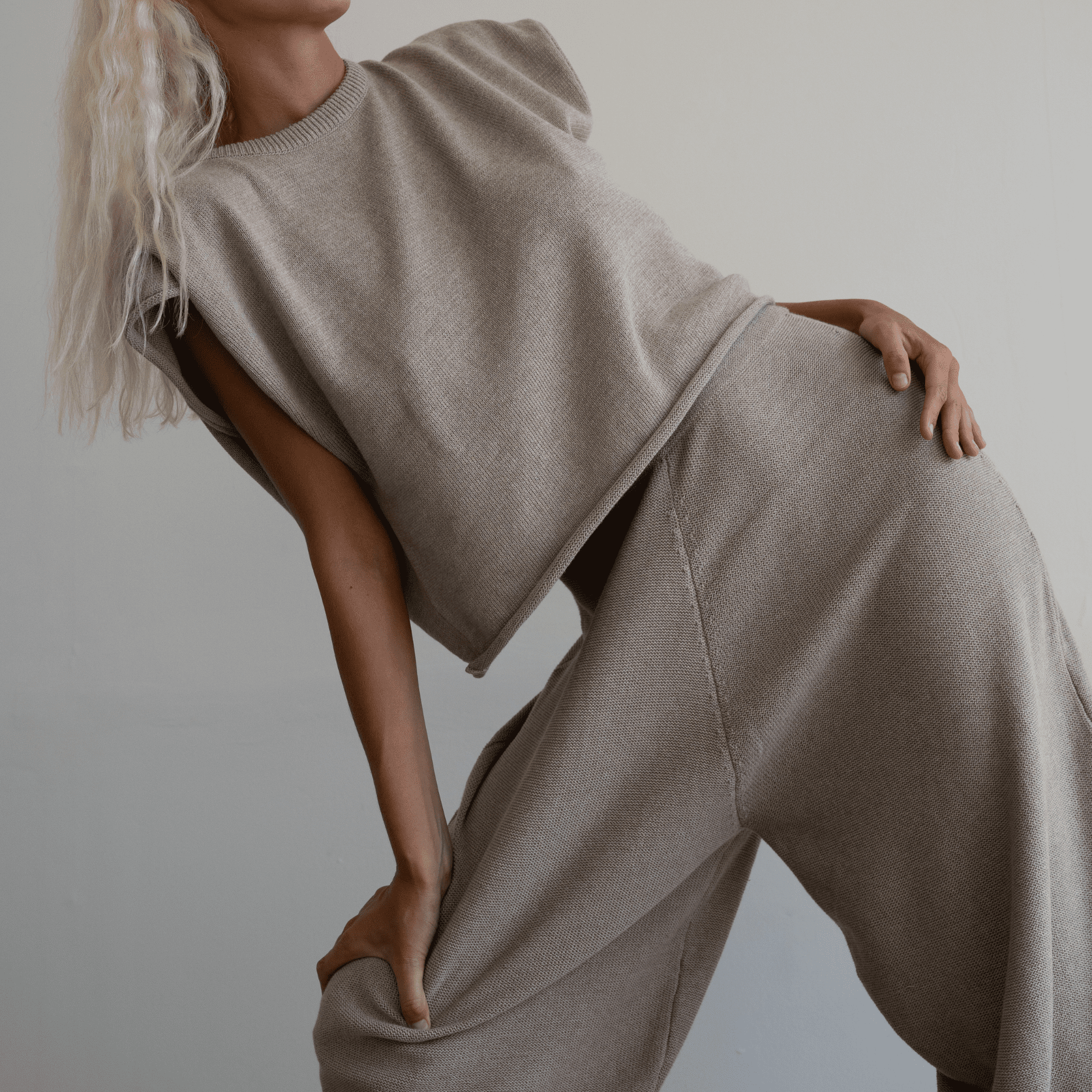 elke fawn knit volume pant 2
