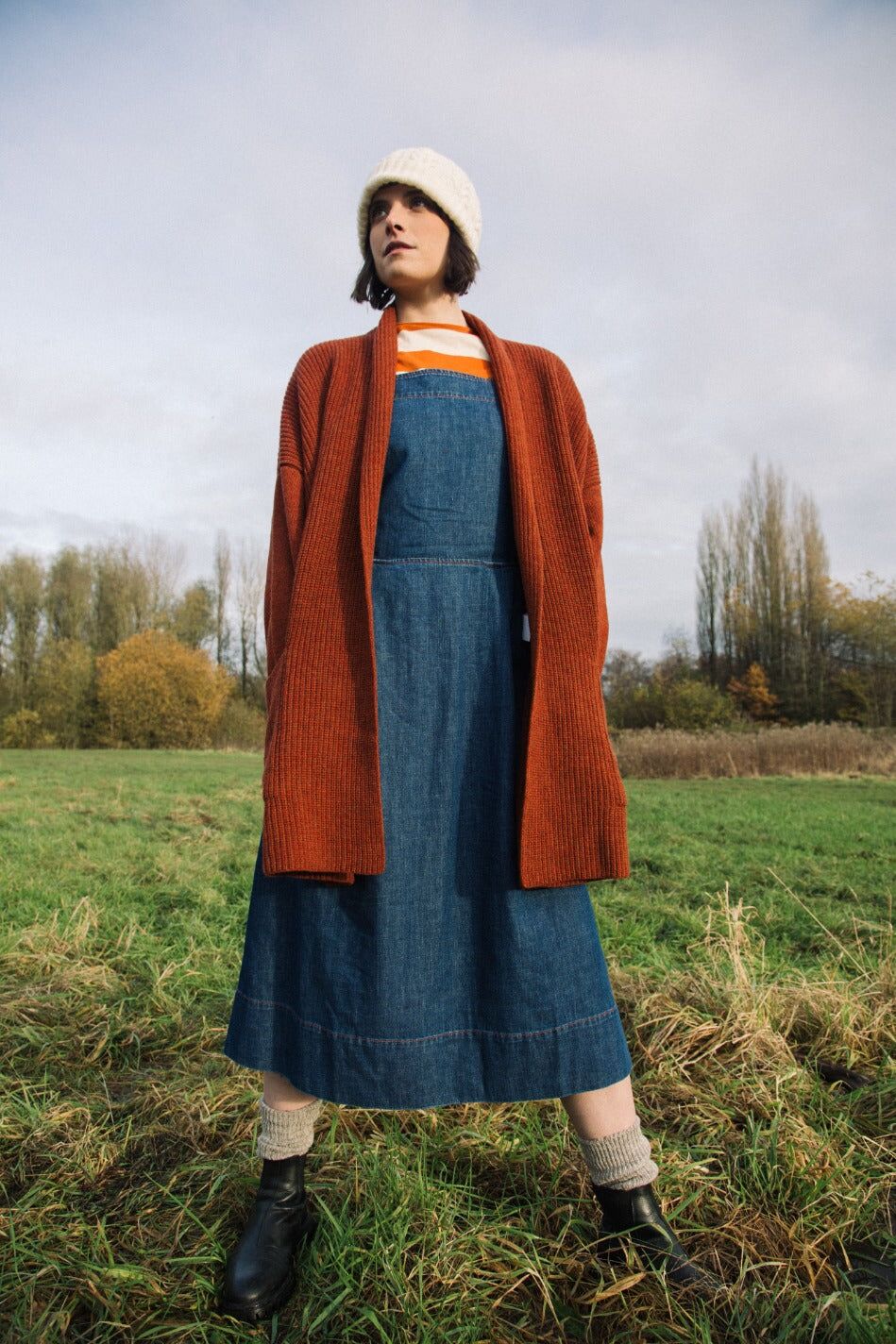 emi recycled wool cardigan in paprika marl 2