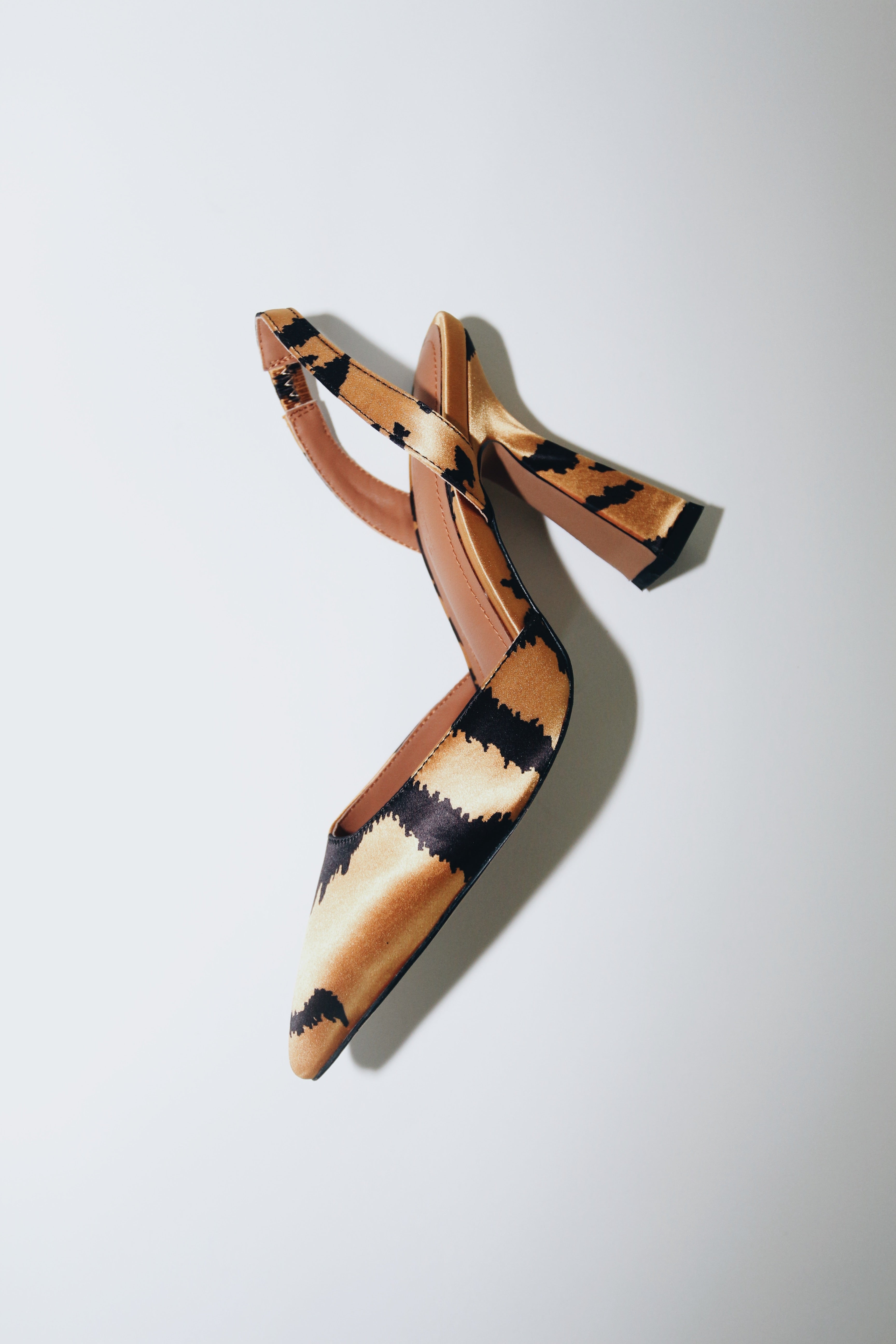 farah vegan satin tiger print slingbacks 1