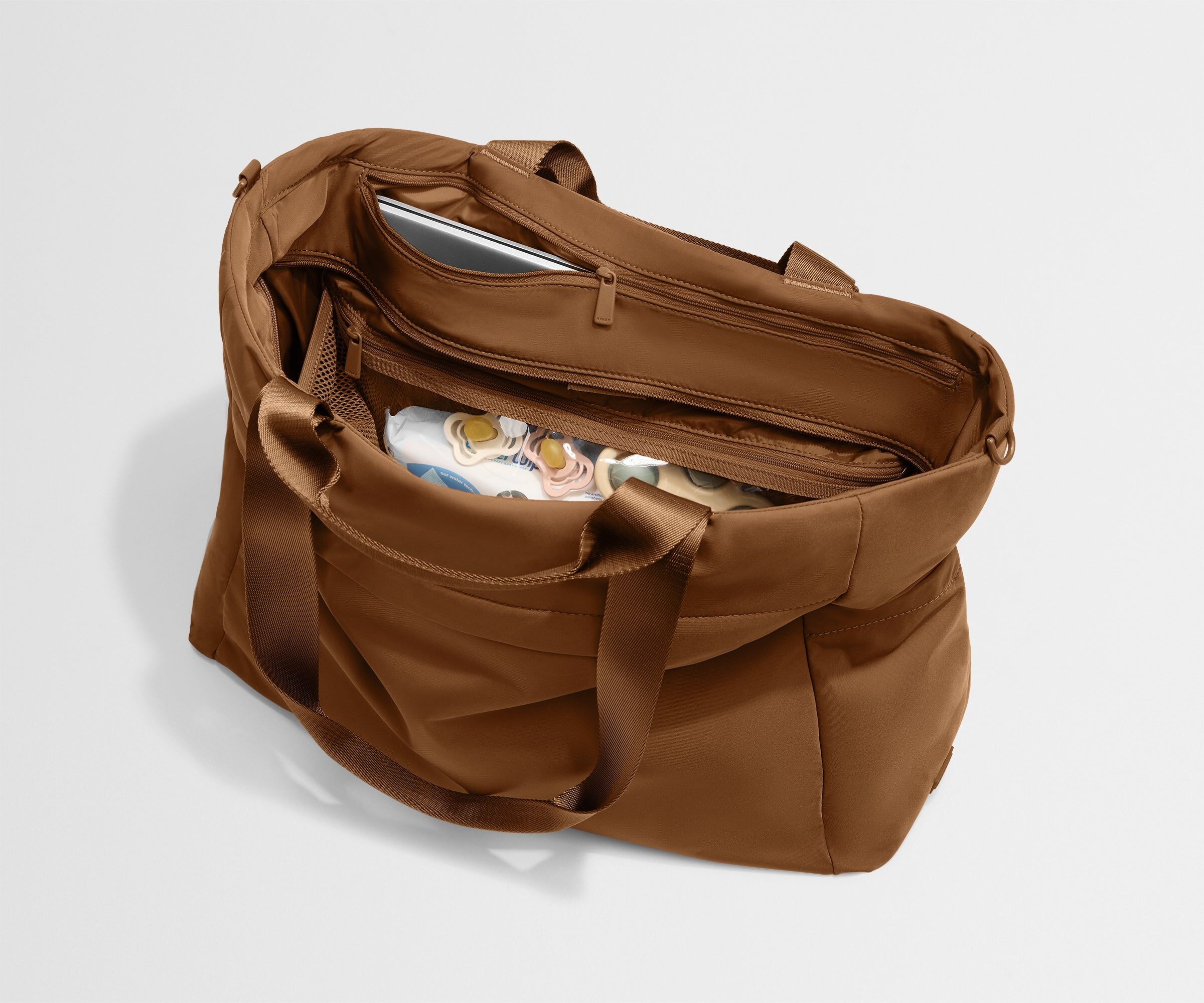 featherlight diaper tote in amaro brown 3