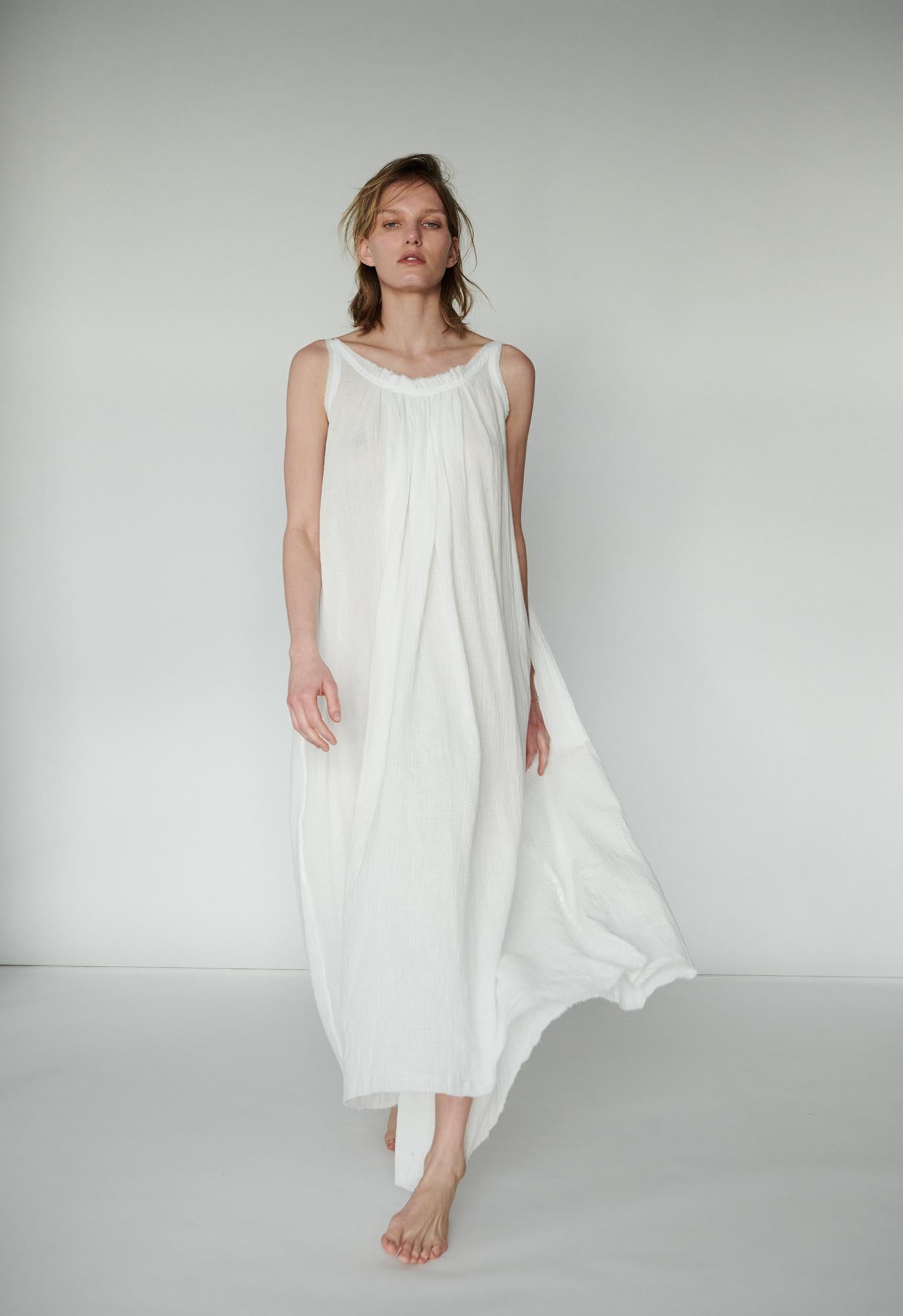 gather maxi dress in turkish gauze 2