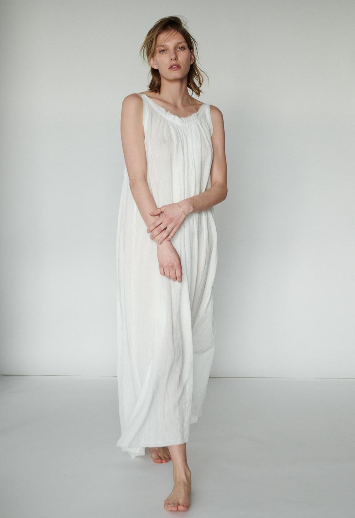 gather maxi dress in turkish gauze 3