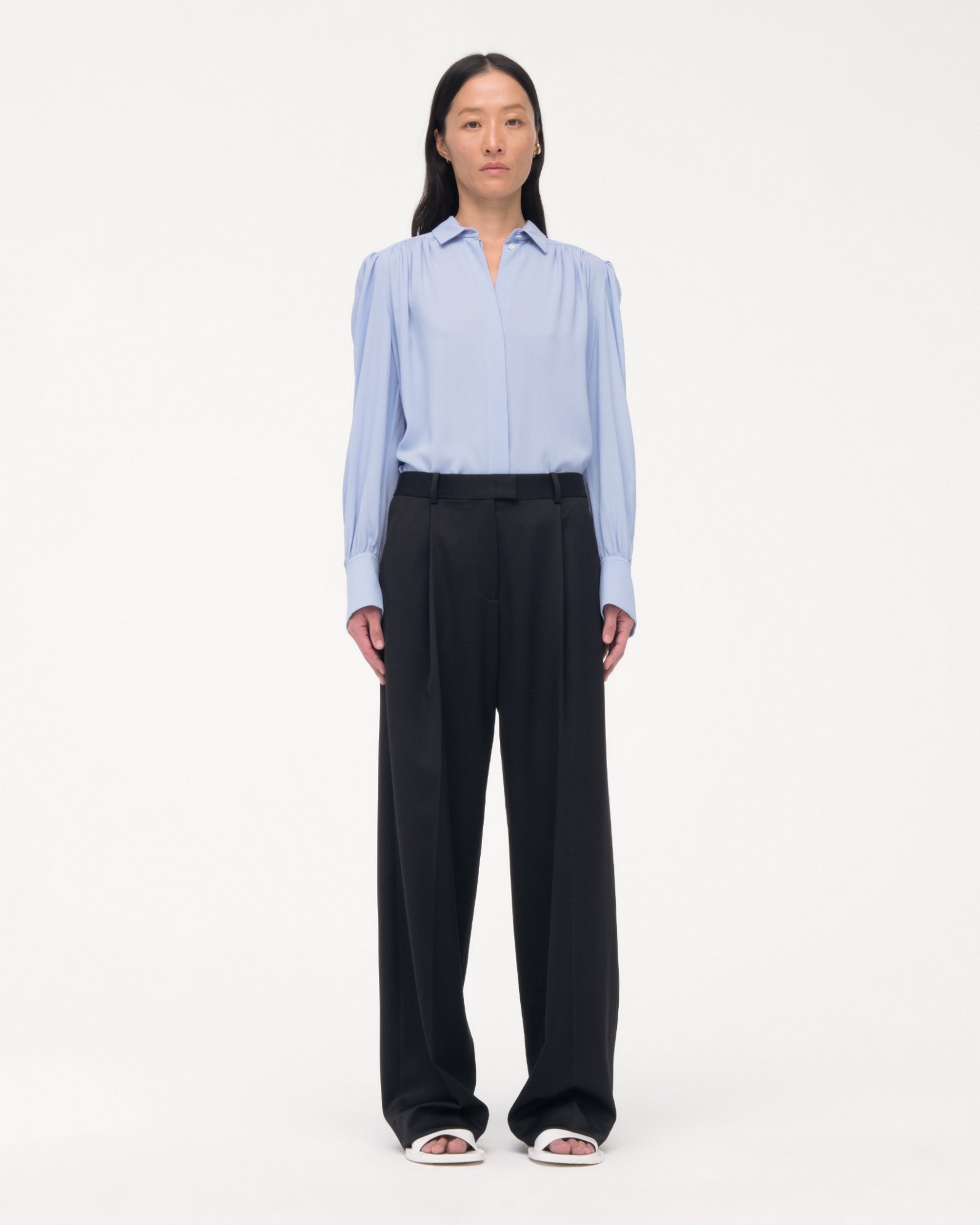 gathered blouse oxford blue 3