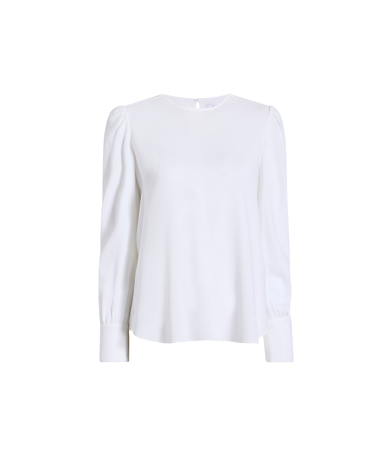 gathered sleeve crewneck blouse resale white 1