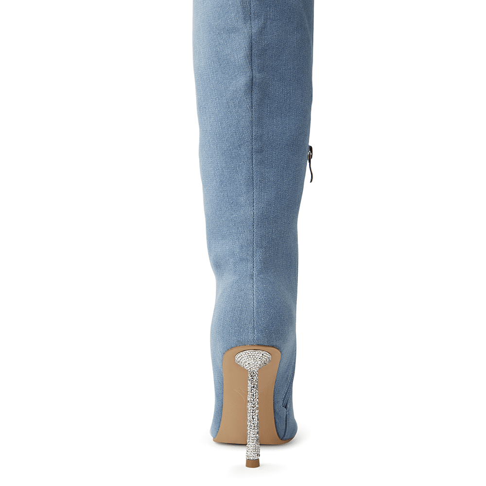 giselle denim crystal heel boots 3