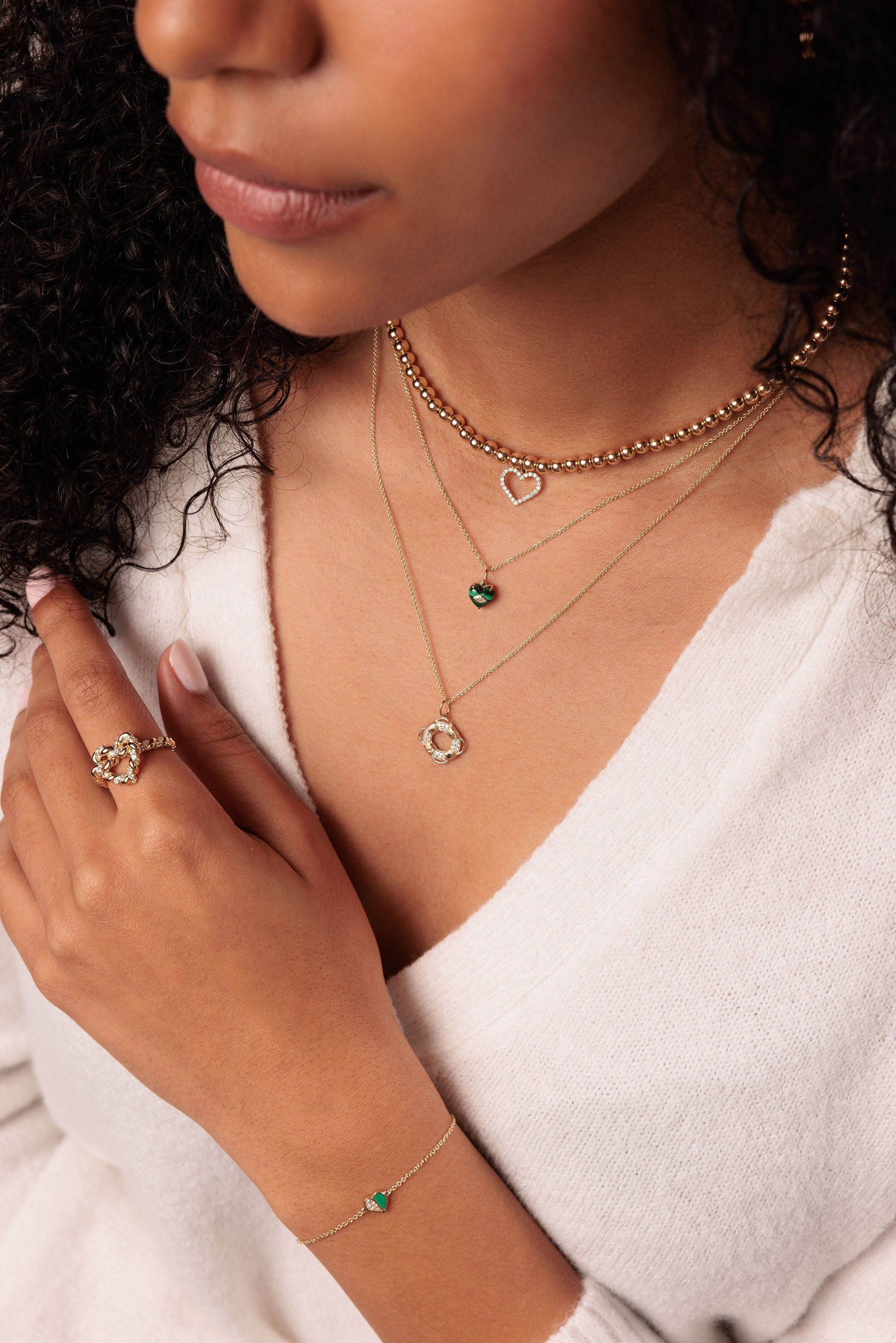 gold diamond heart choker 2
