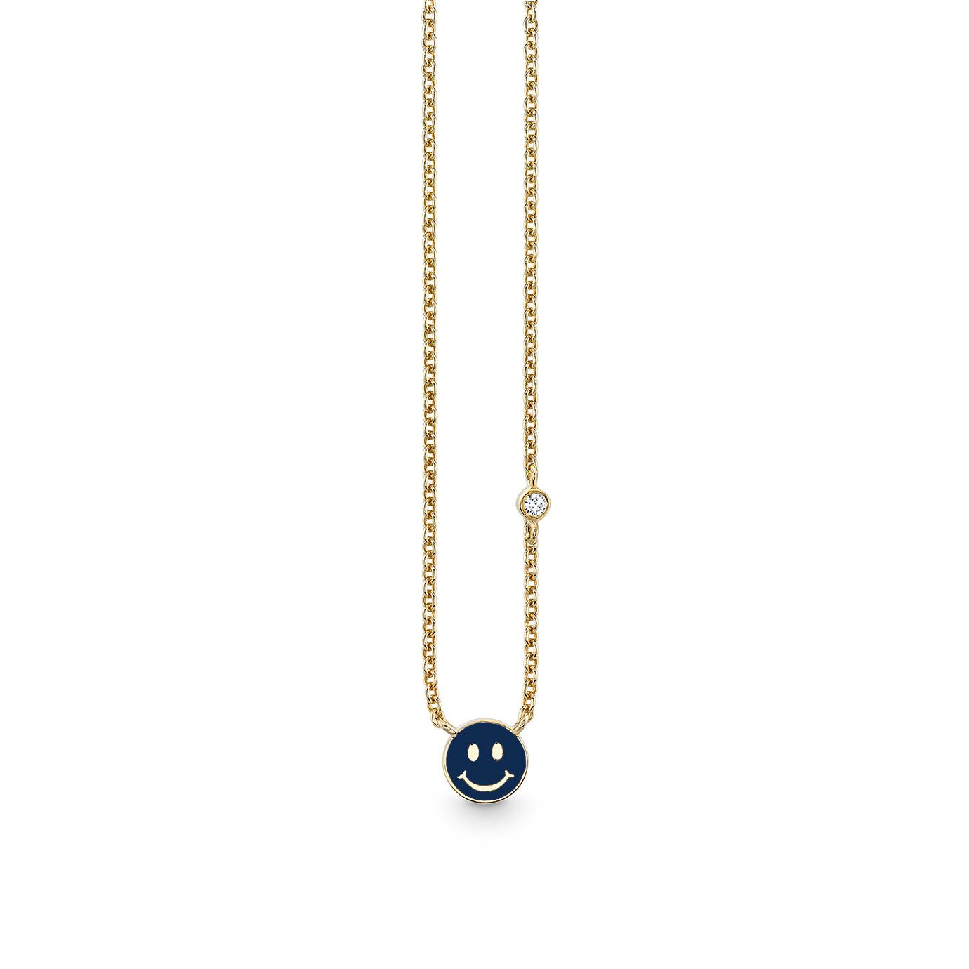 gold enamel mini happy face necklace 3