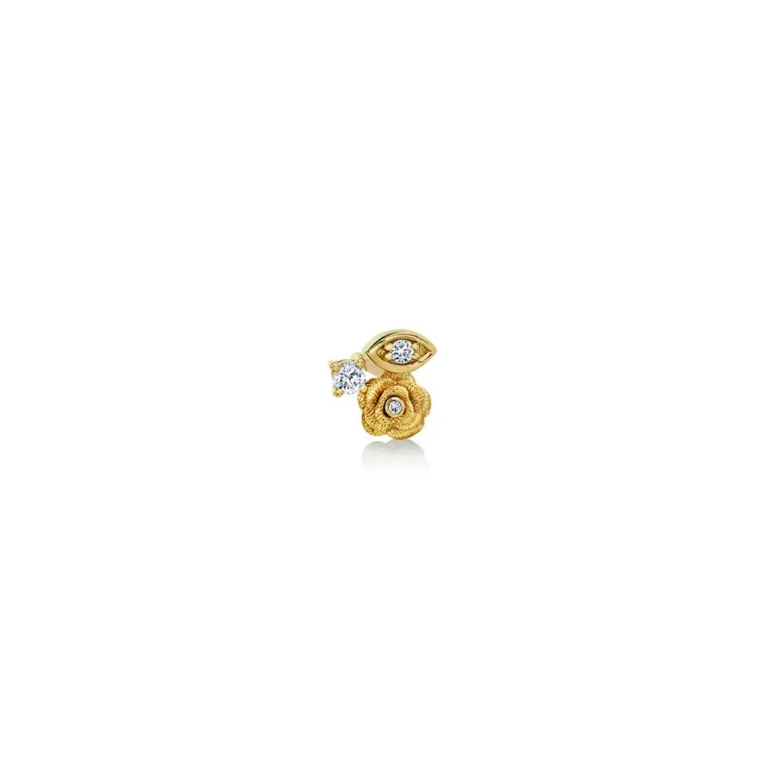 gold marquise eye diamond rose stud 3