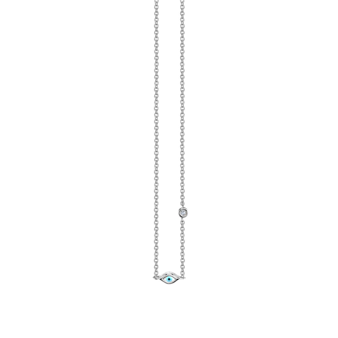 gold mini enamel eye necklace with bezel set diamond 3