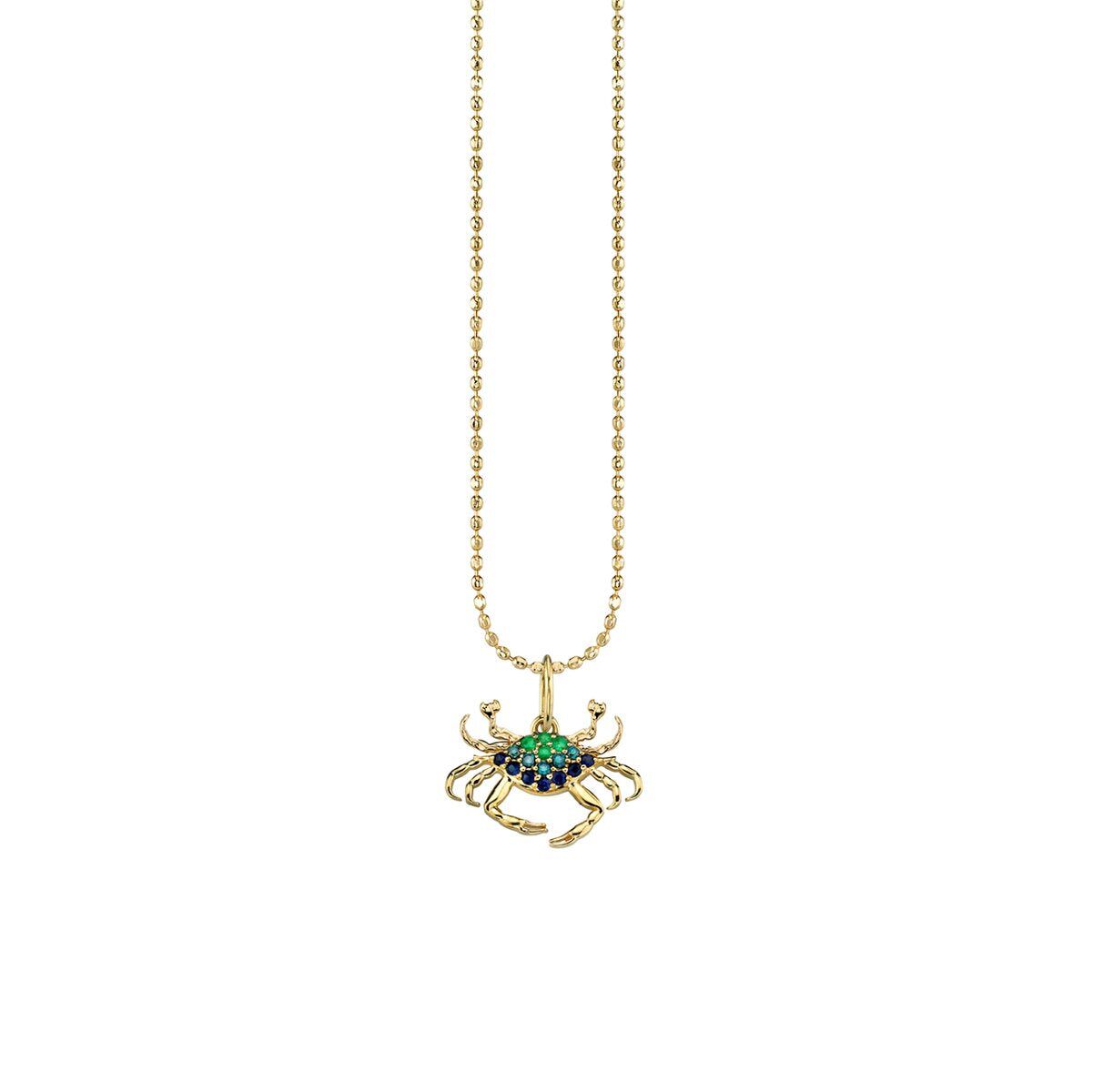 gold multicolor gemstone crab charm 1