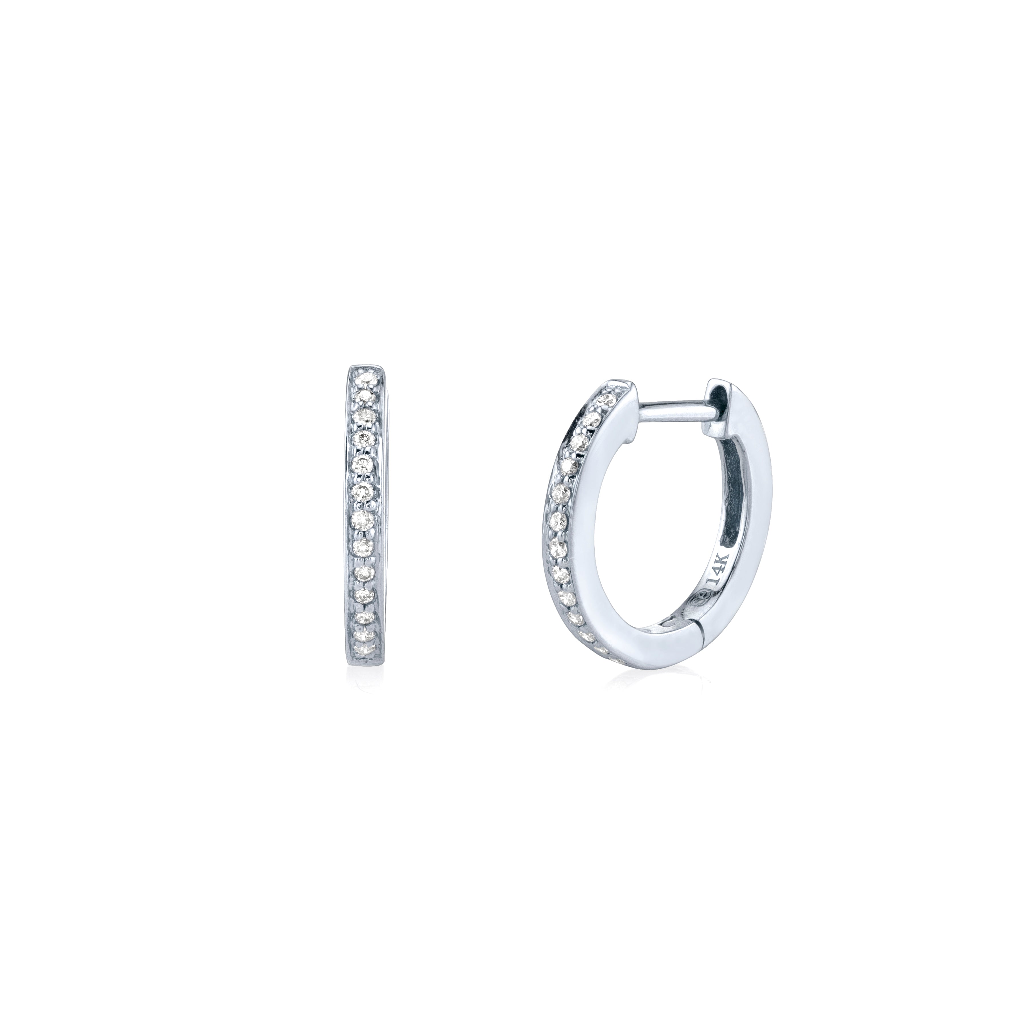 gold pav diamond 9mm huggie hoops 3