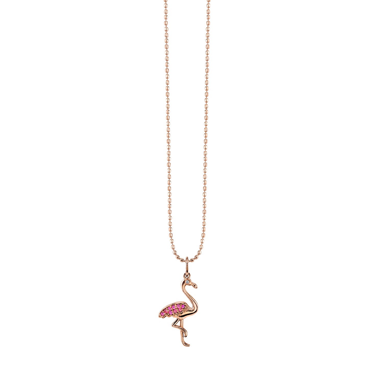 gold pink sapphire flamingo charm 1