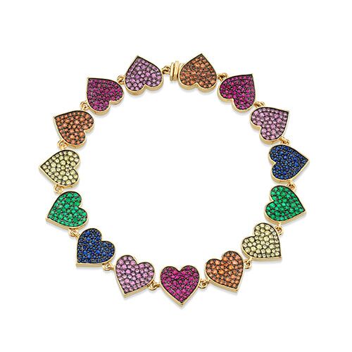 gold rainbow heart eternity bracelet 1