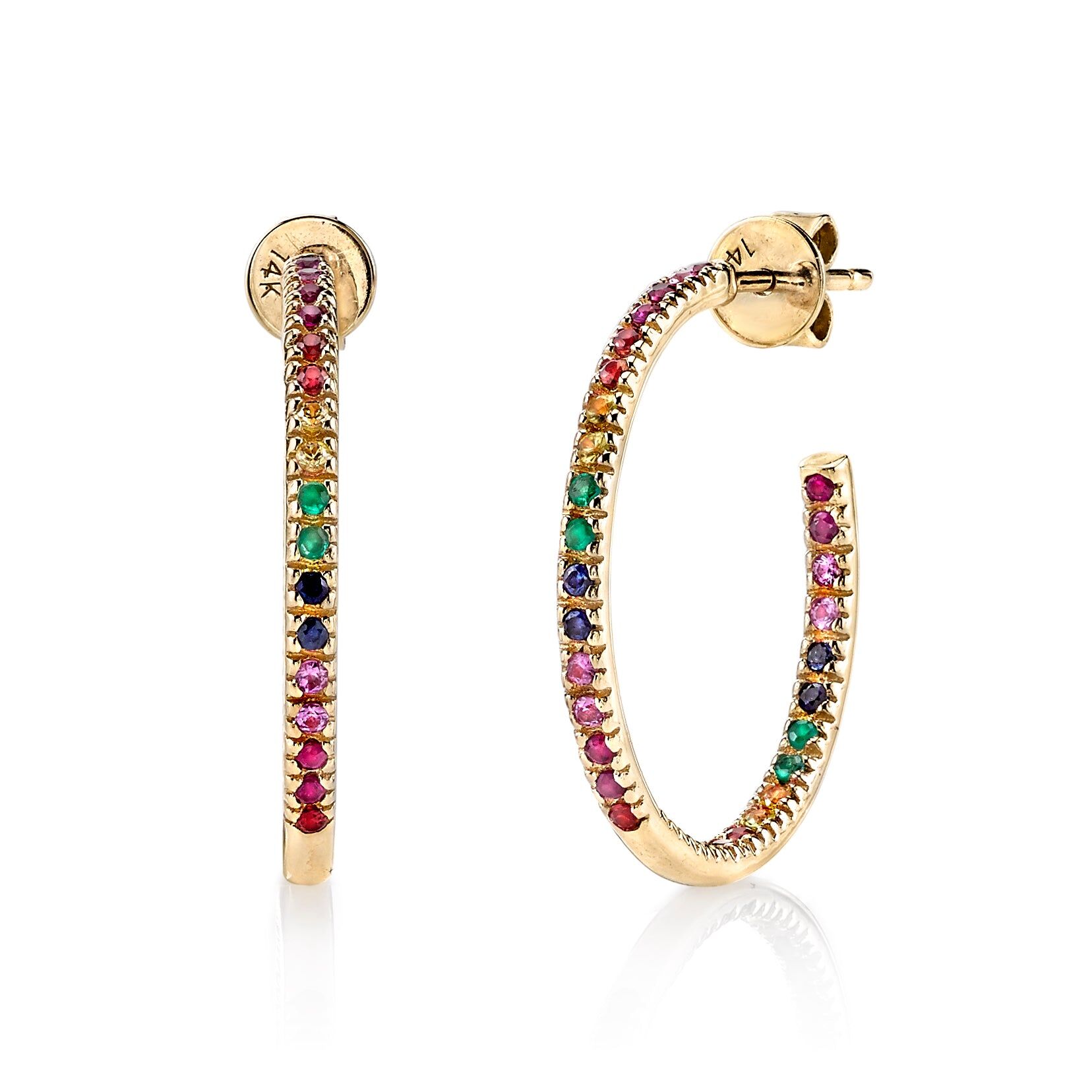 gold rainbow medium hoops 1