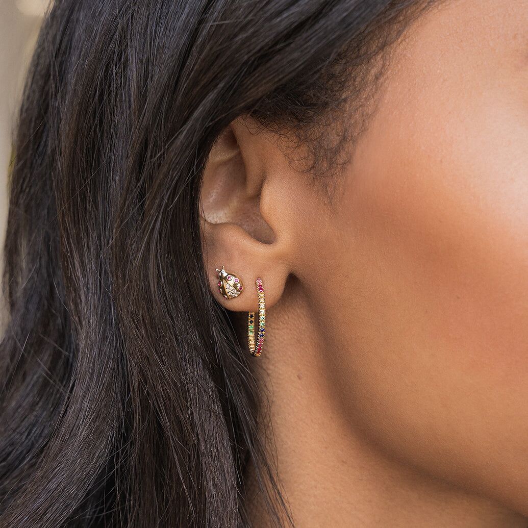 gold rainbow medium hoops 2