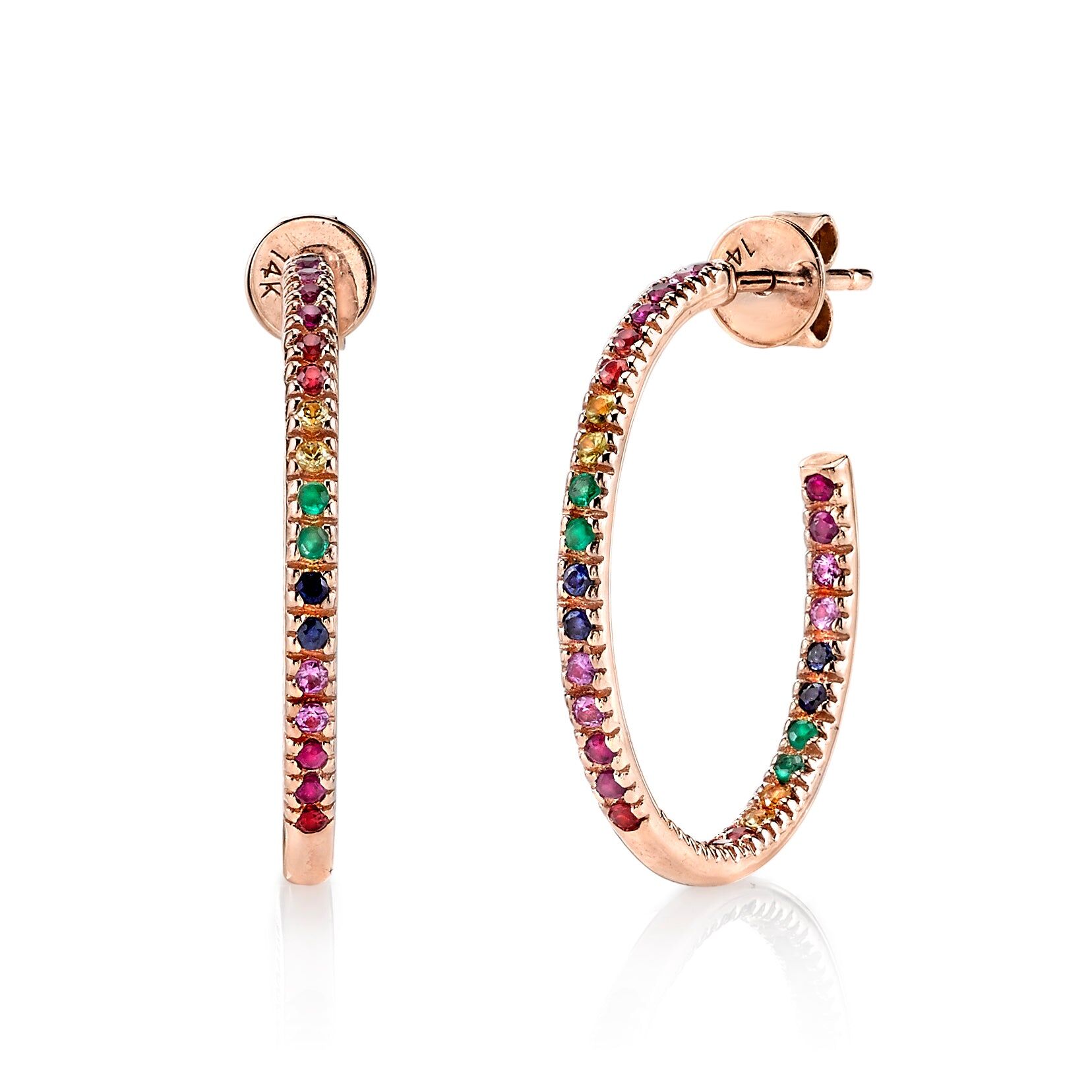 gold rainbow medium hoops 3