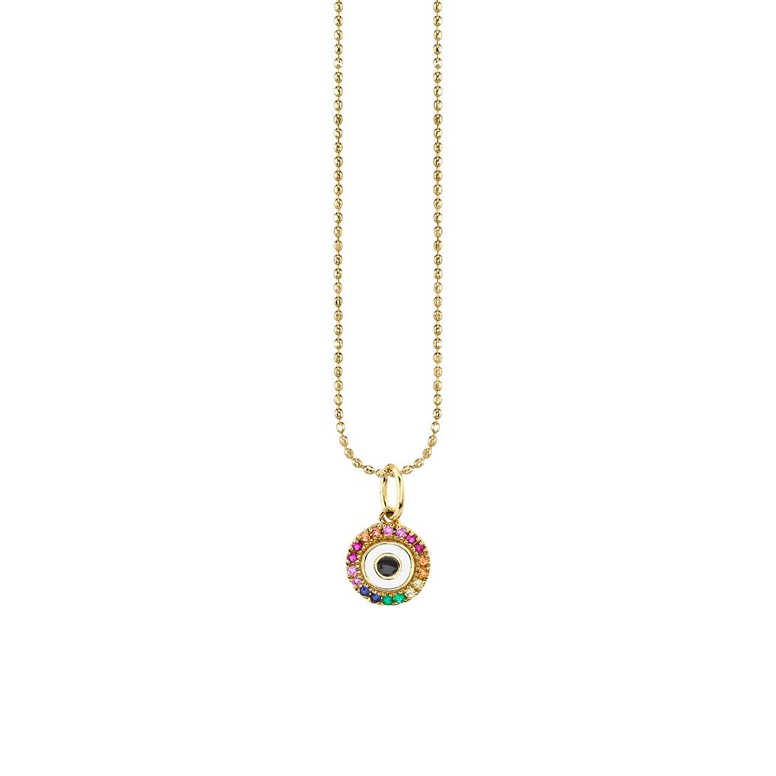 gold rainbow small enamel round eye charm 1