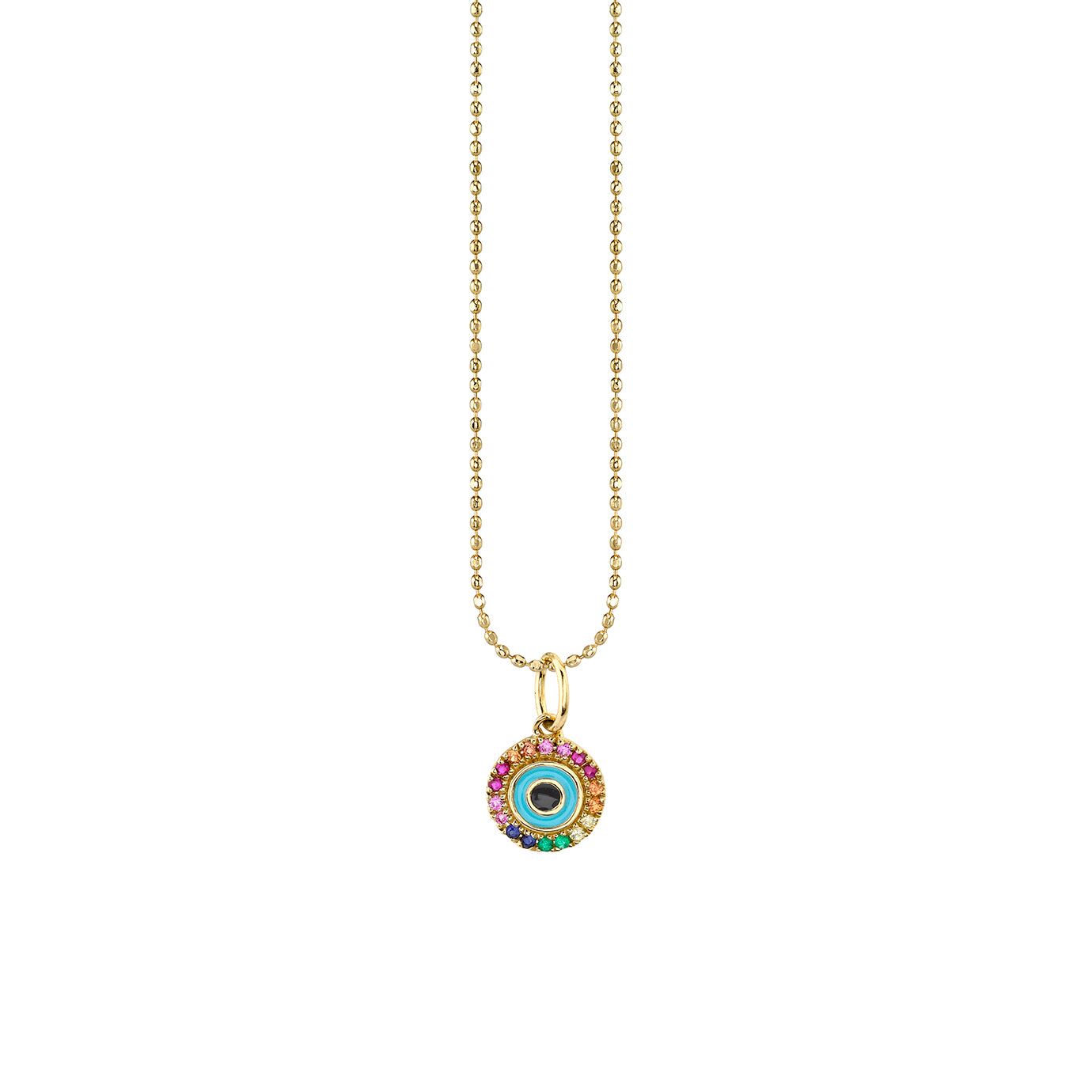 gold rainbow small enamel round eye charm 3