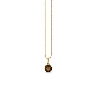 gold smokey topaz icon solitaire with diamond bail charm 1