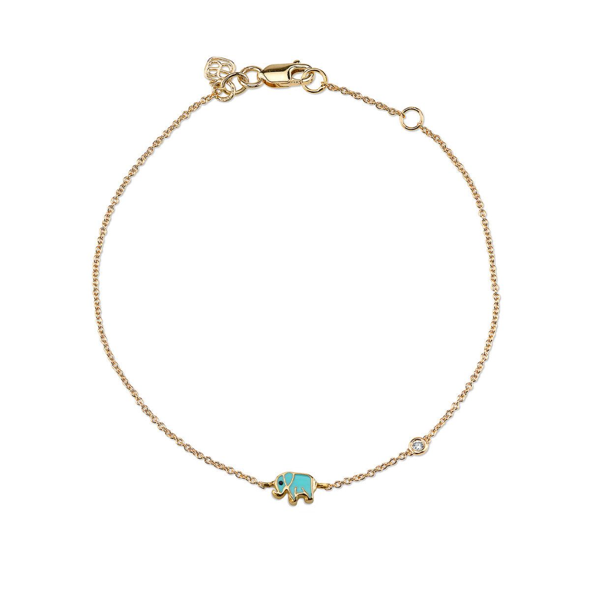 gold turquoise mini enamel elephant bracelet 1