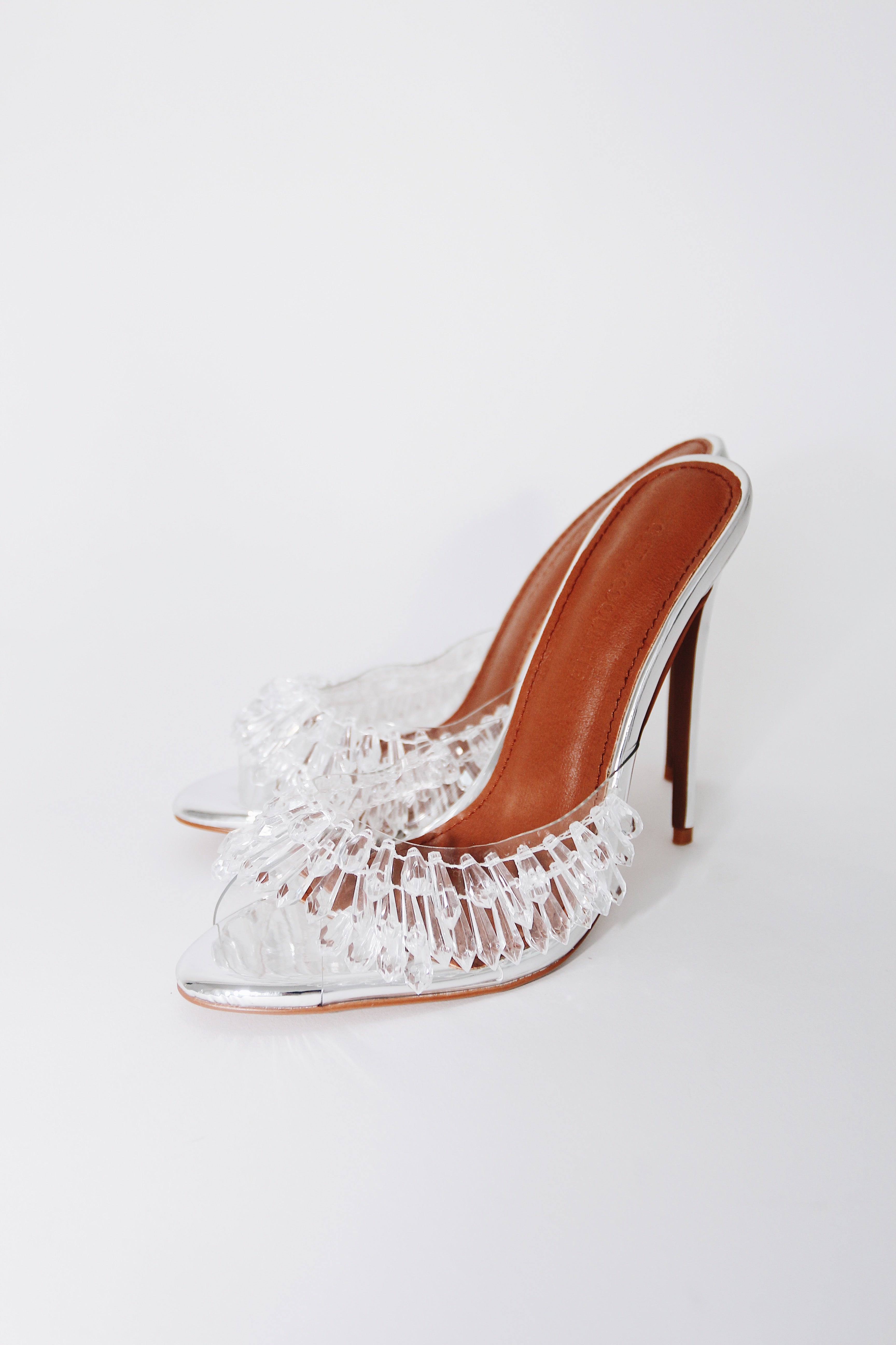 goldie clear drip chandelier open toe mules 120 mm 2