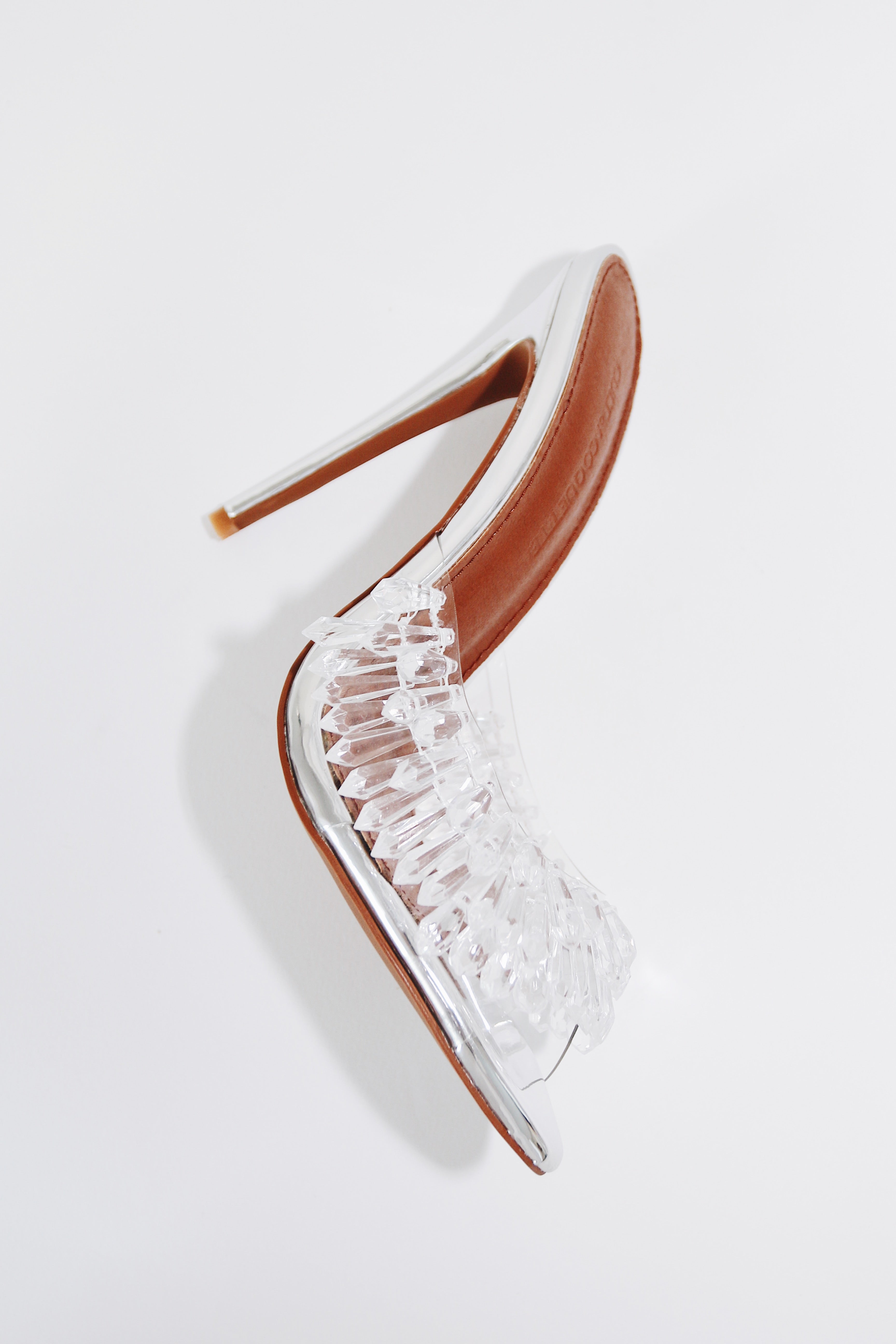 goldie clear drip chandelier open toe mules 120 mm 3