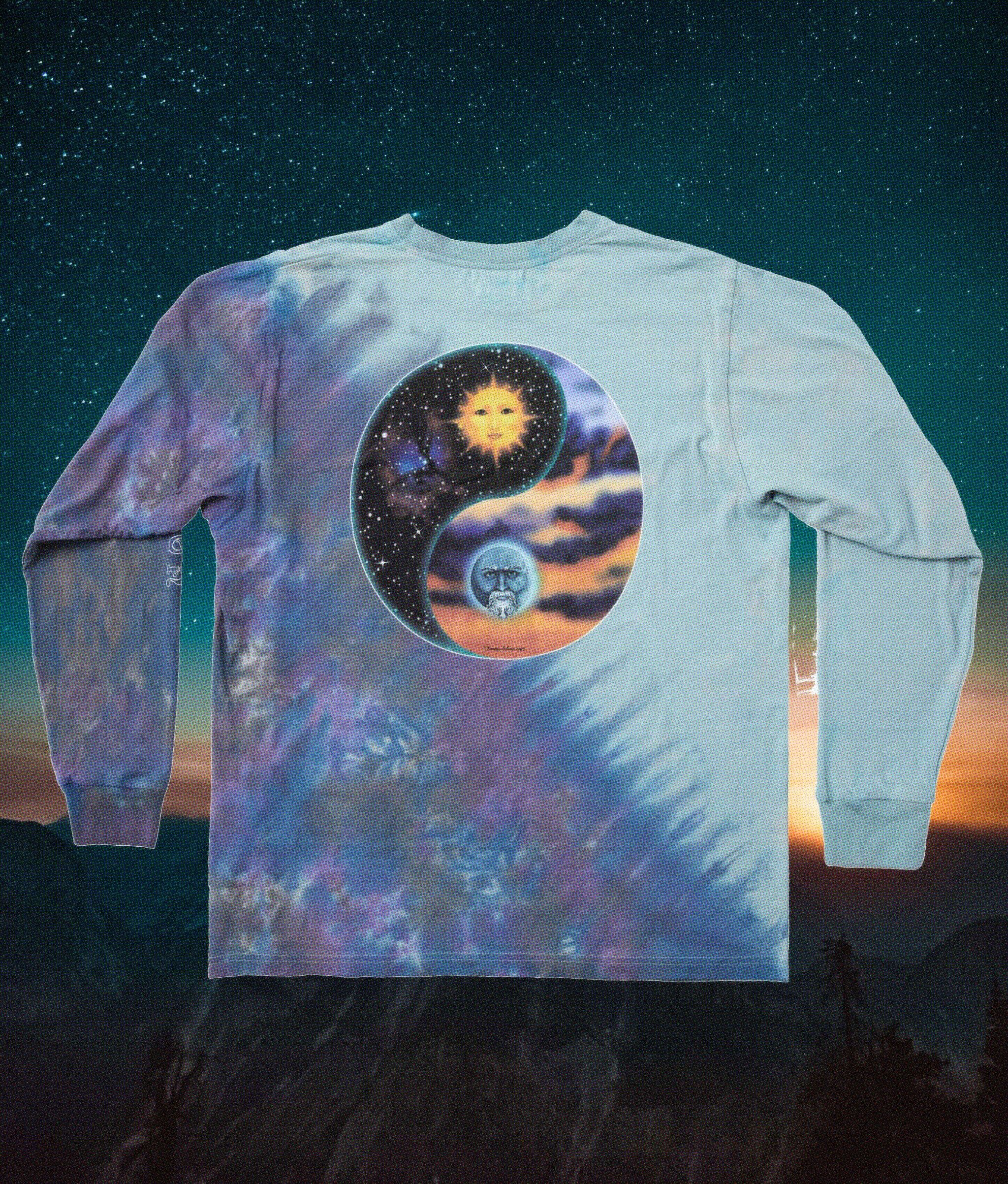 half moon half sun long sleeve tee blue tie dye 2