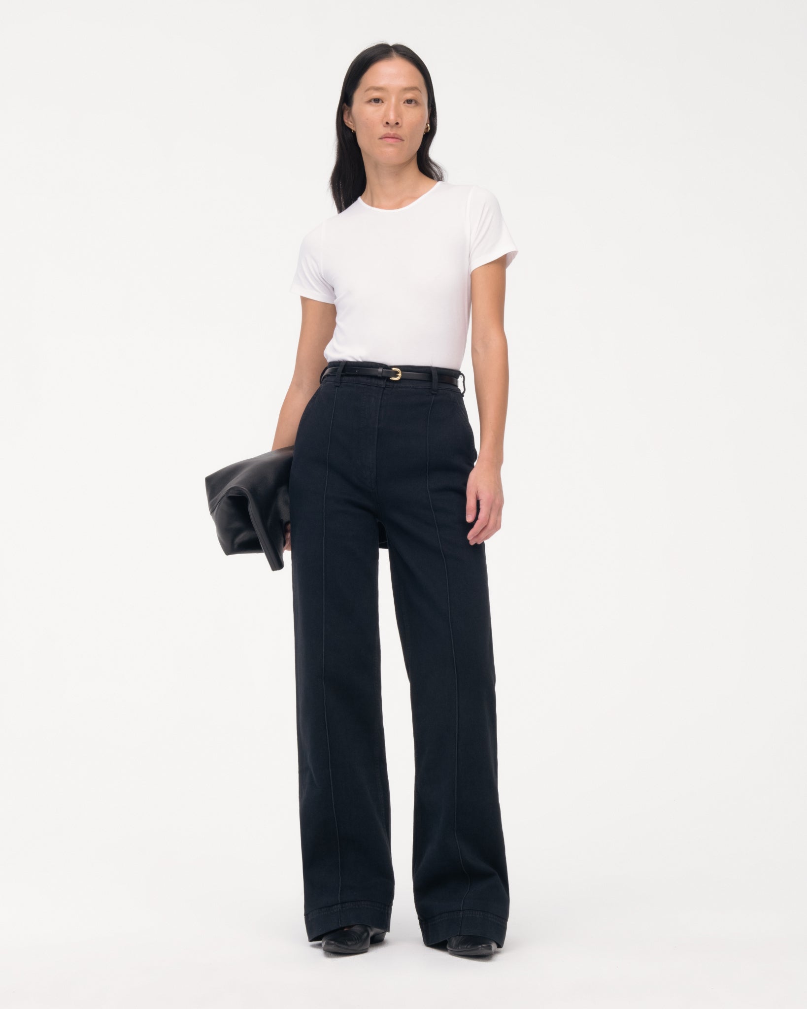 high waisted denim trouser overdye black 1