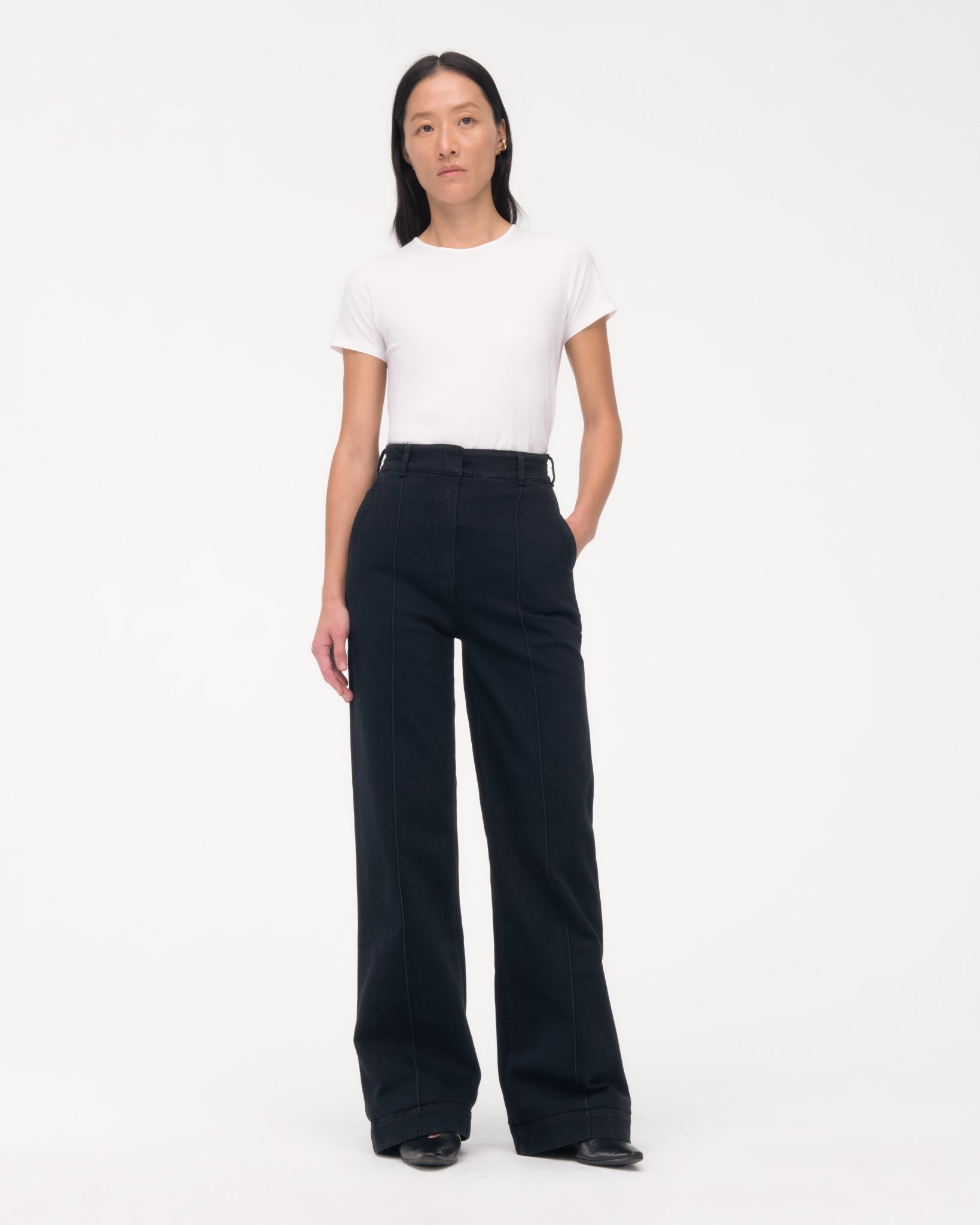 high waisted denim trouser overdye black 3