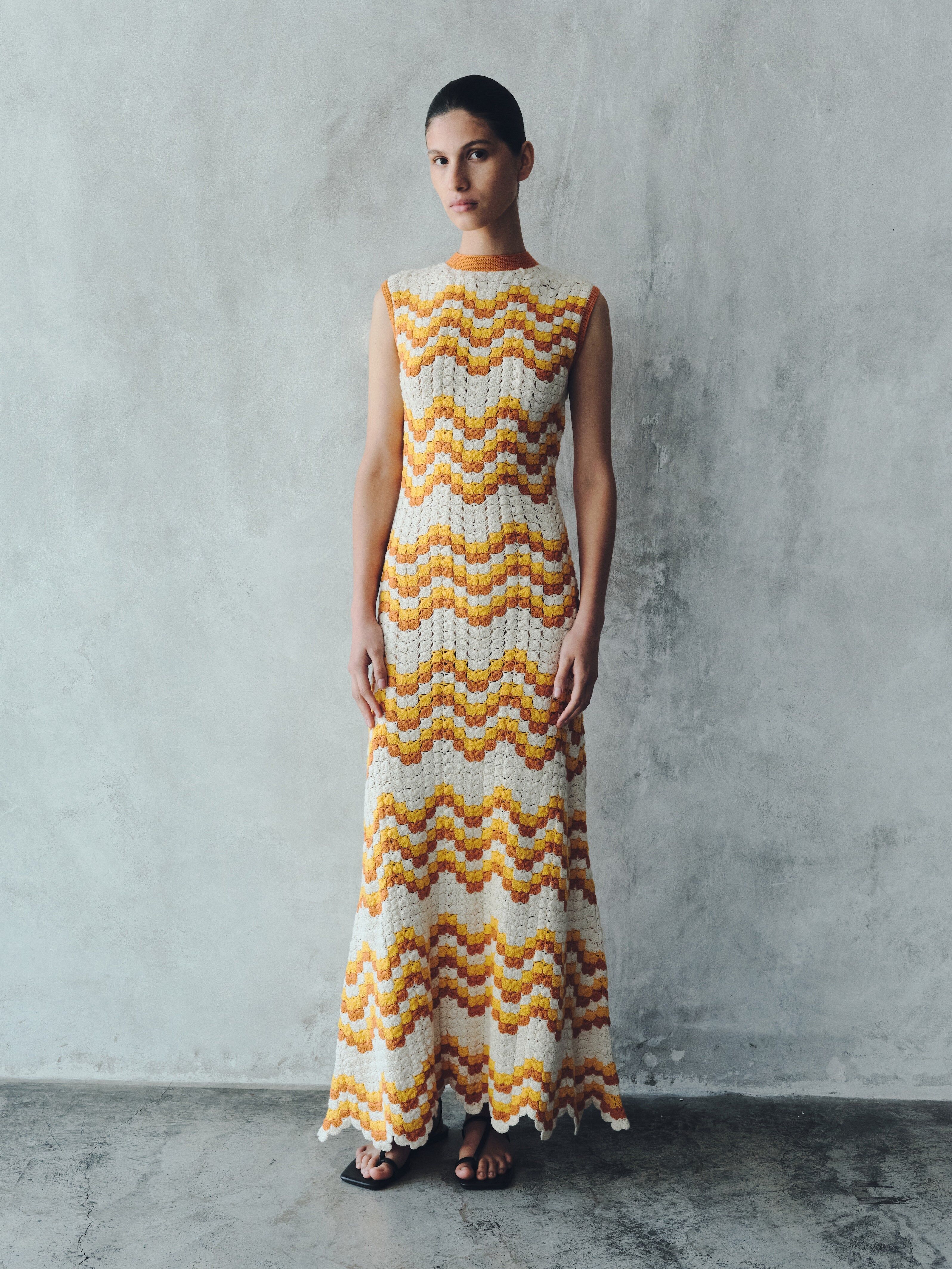 huayna crochet maxi dress yellow orange pre order 2