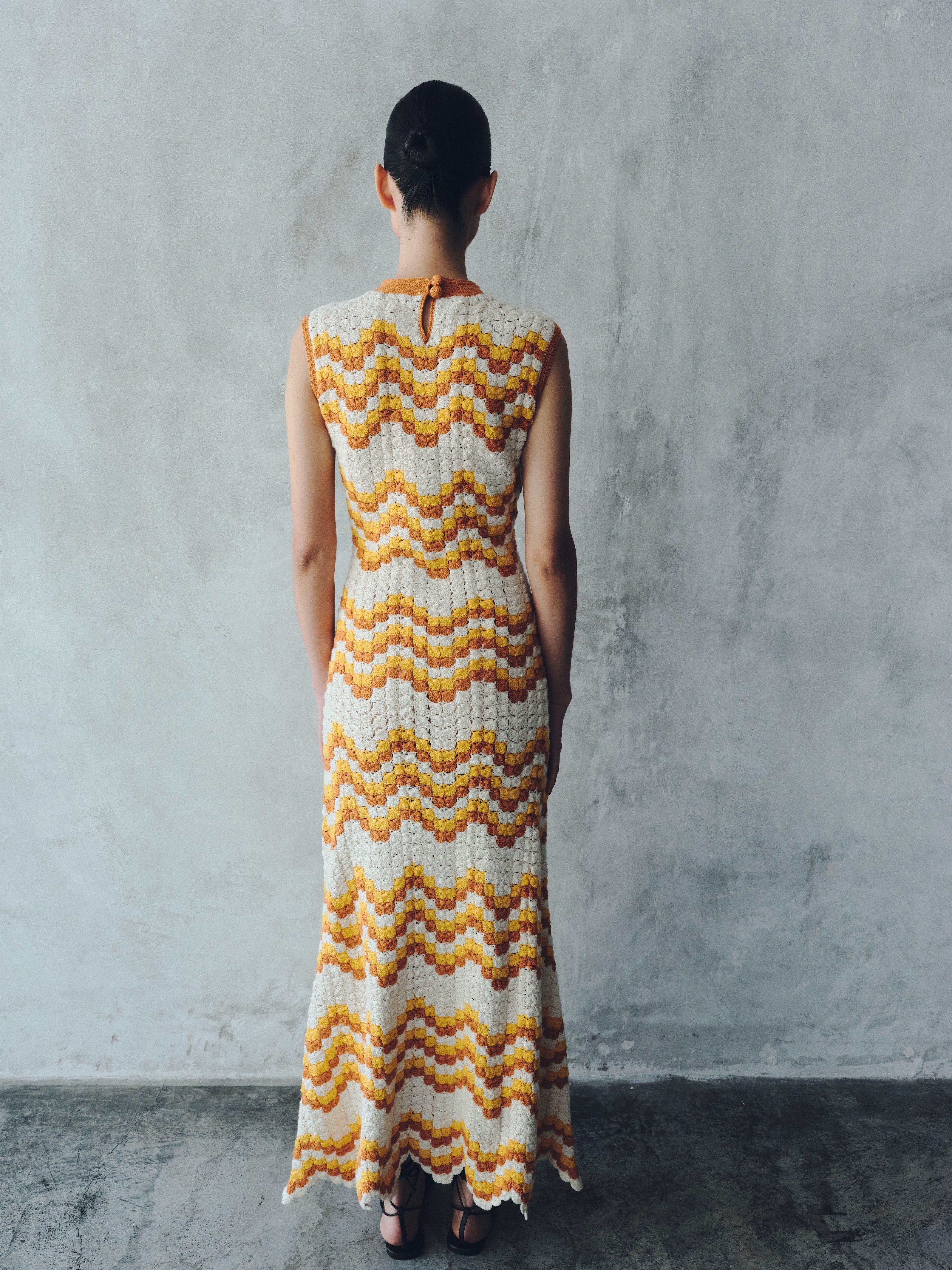 huayna crochet maxi dress yellow orange pre order 3