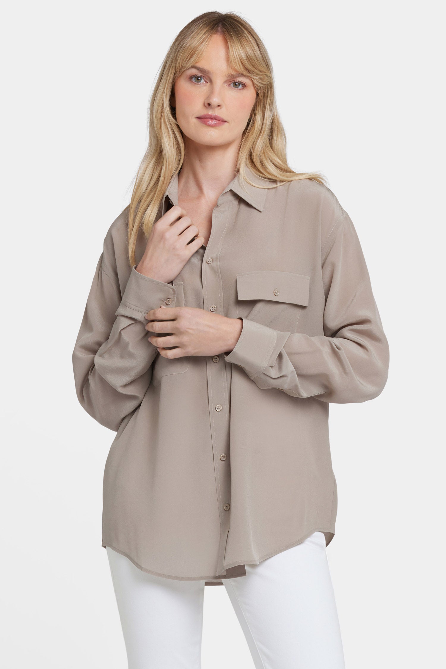 lauren silk blouse saddlewood 1