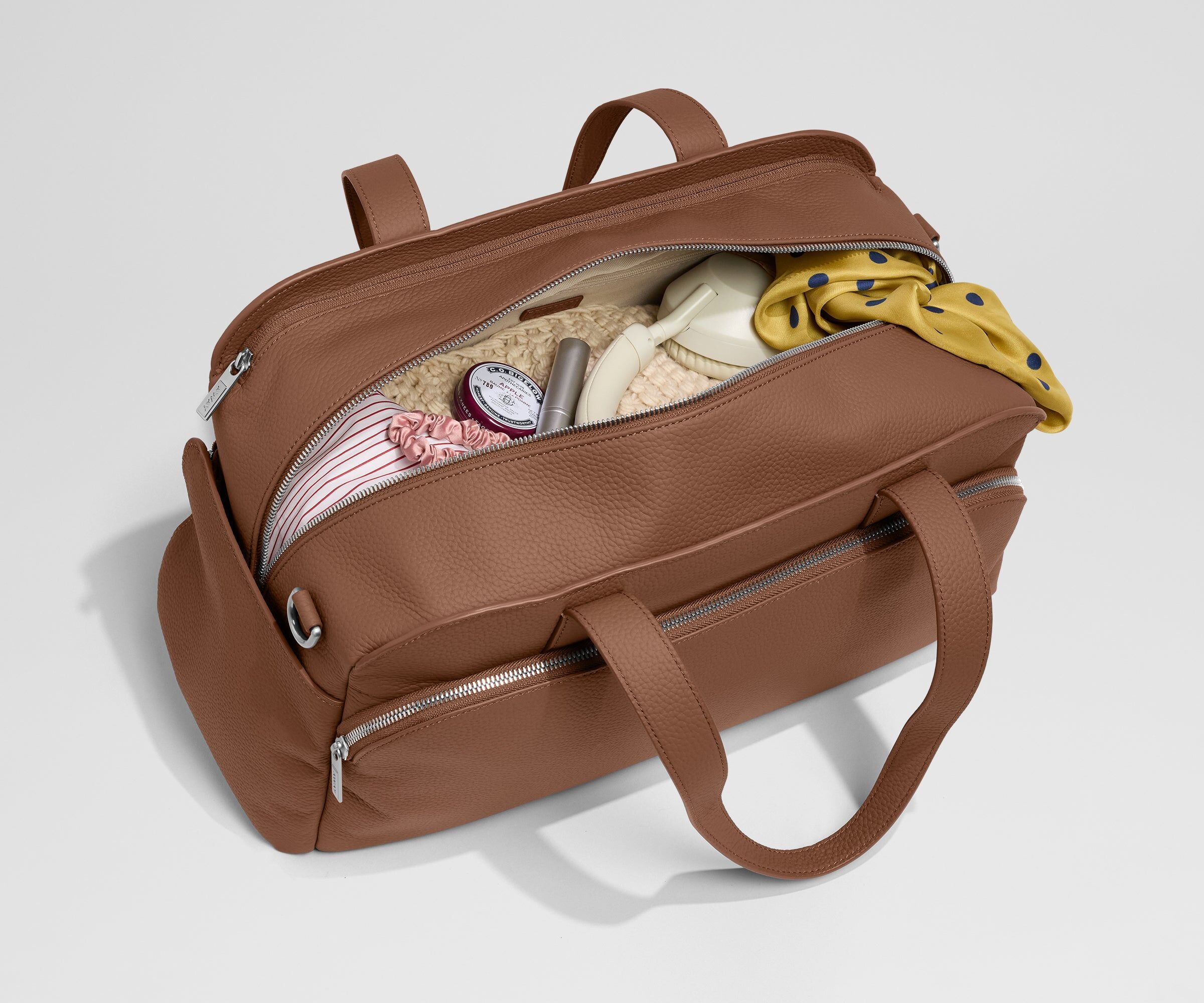 leather duffle in saddle brown 2