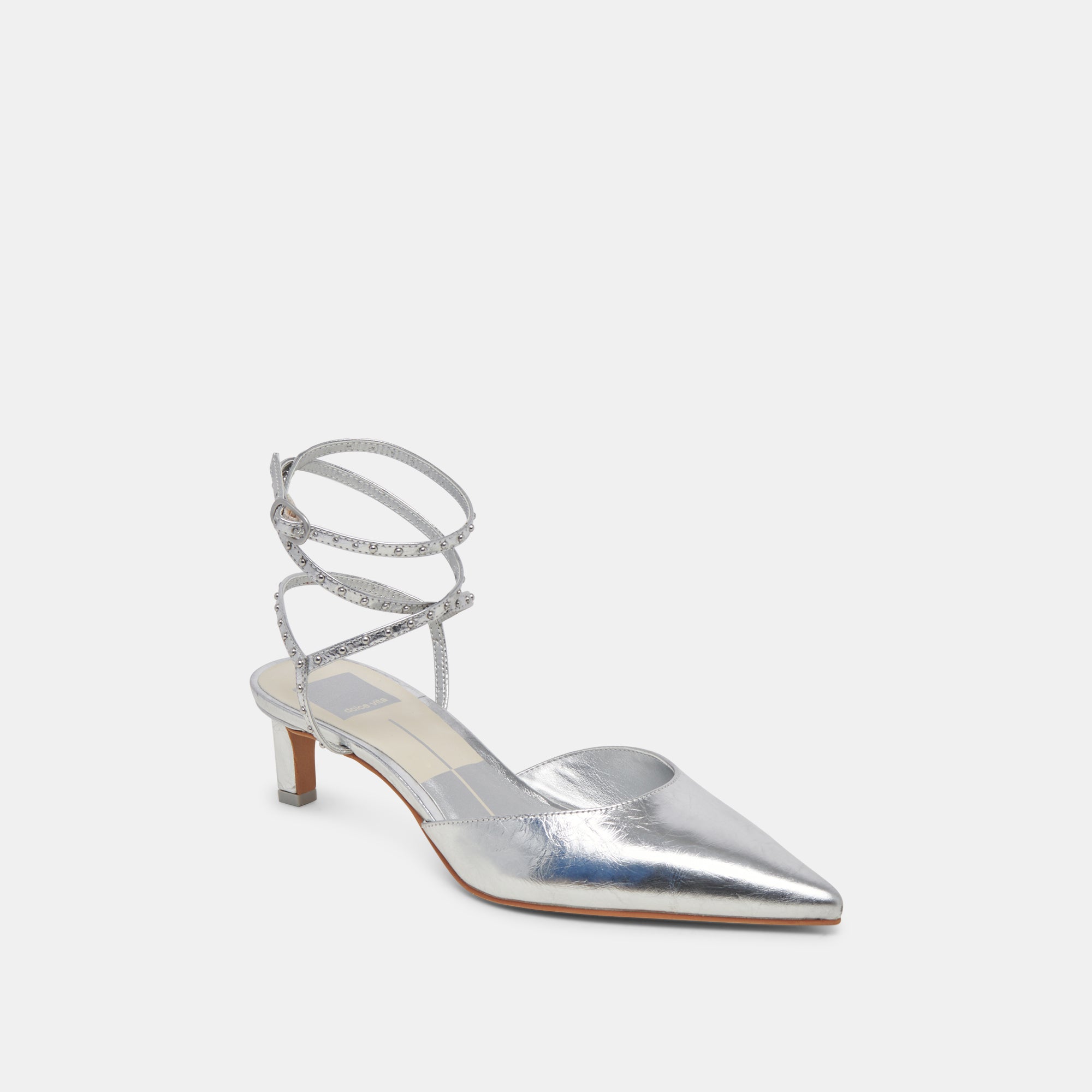 loklyn stud heels silver crinkle patent 2