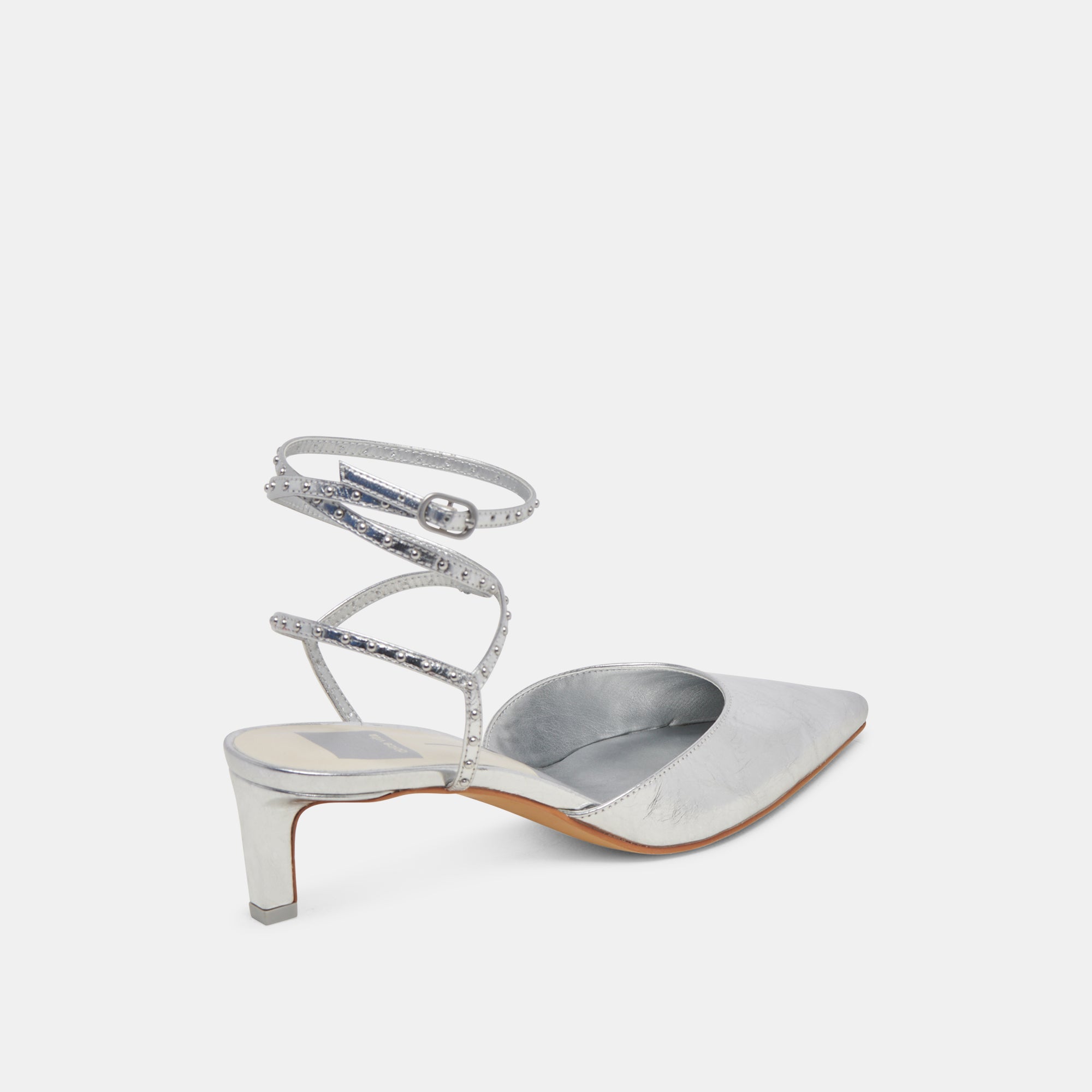 loklyn stud heels silver crinkle patent 3