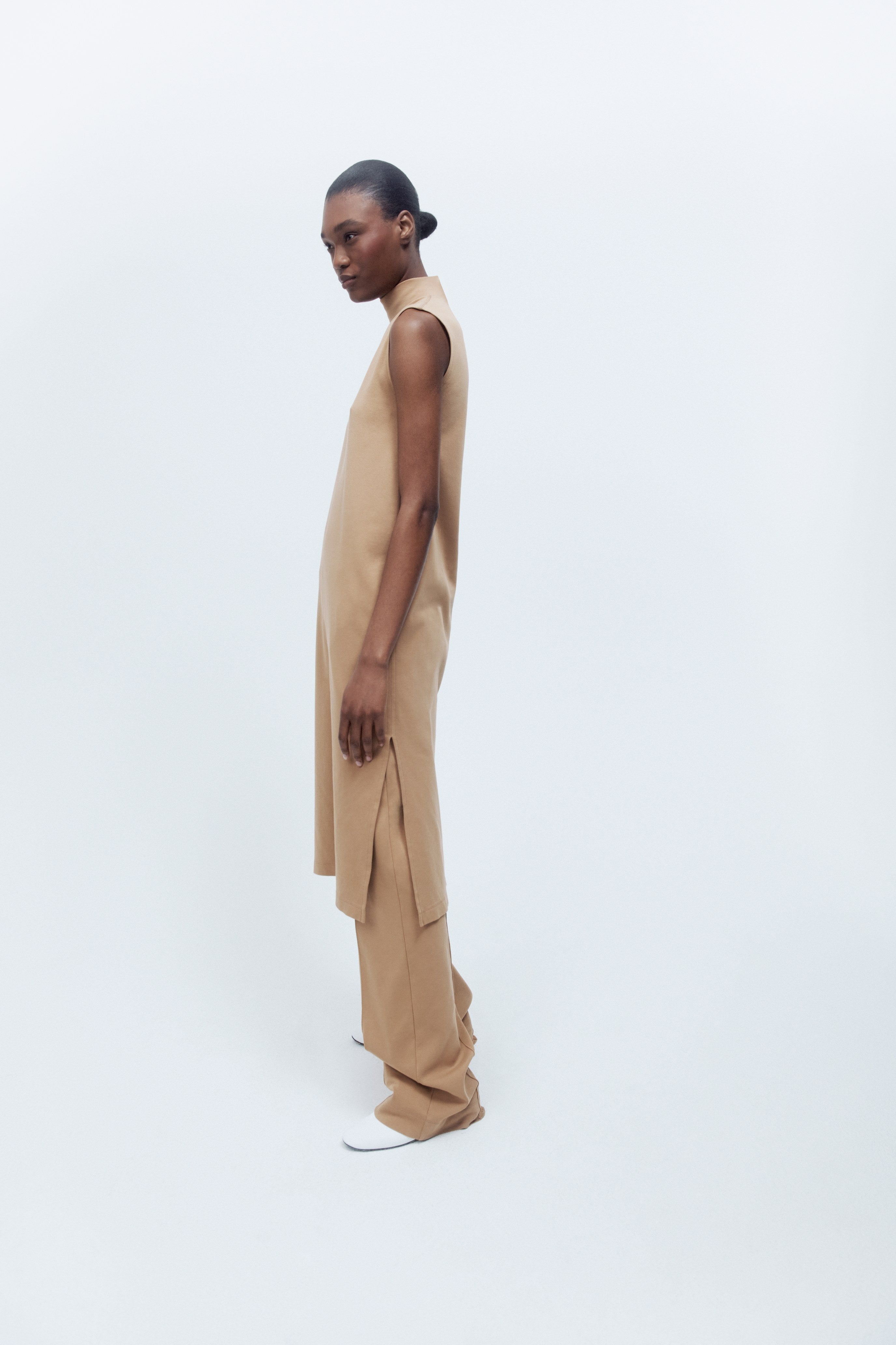luxe seamed dress hazelnut 2