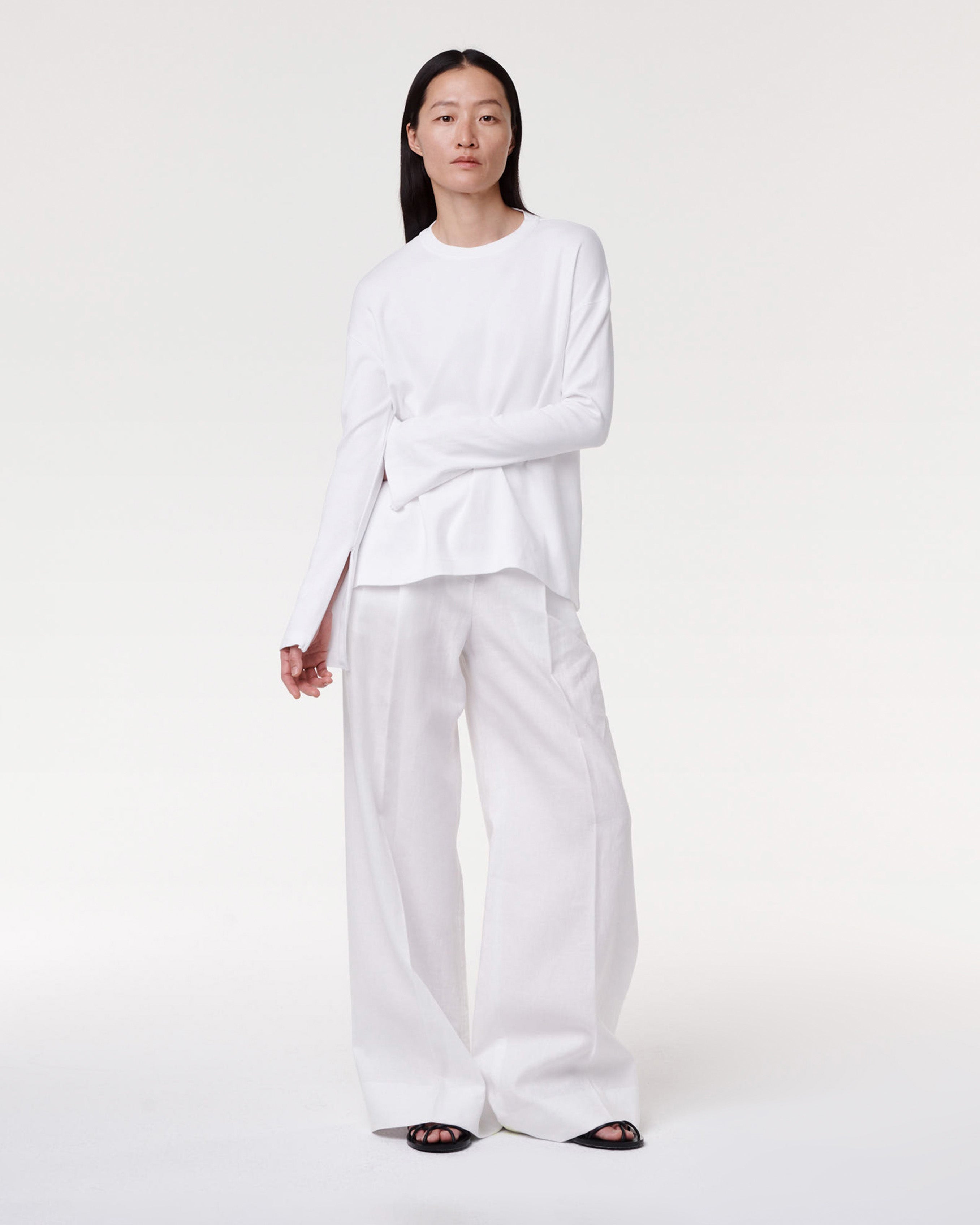 luxe seamed long sleeve white 1