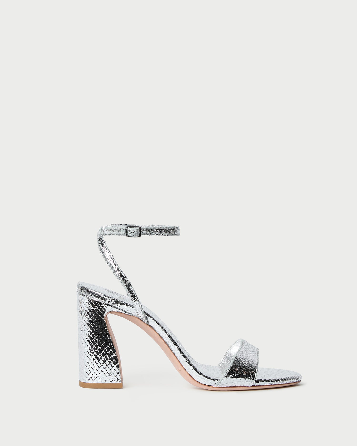 malia silver snake embossed sandal 1