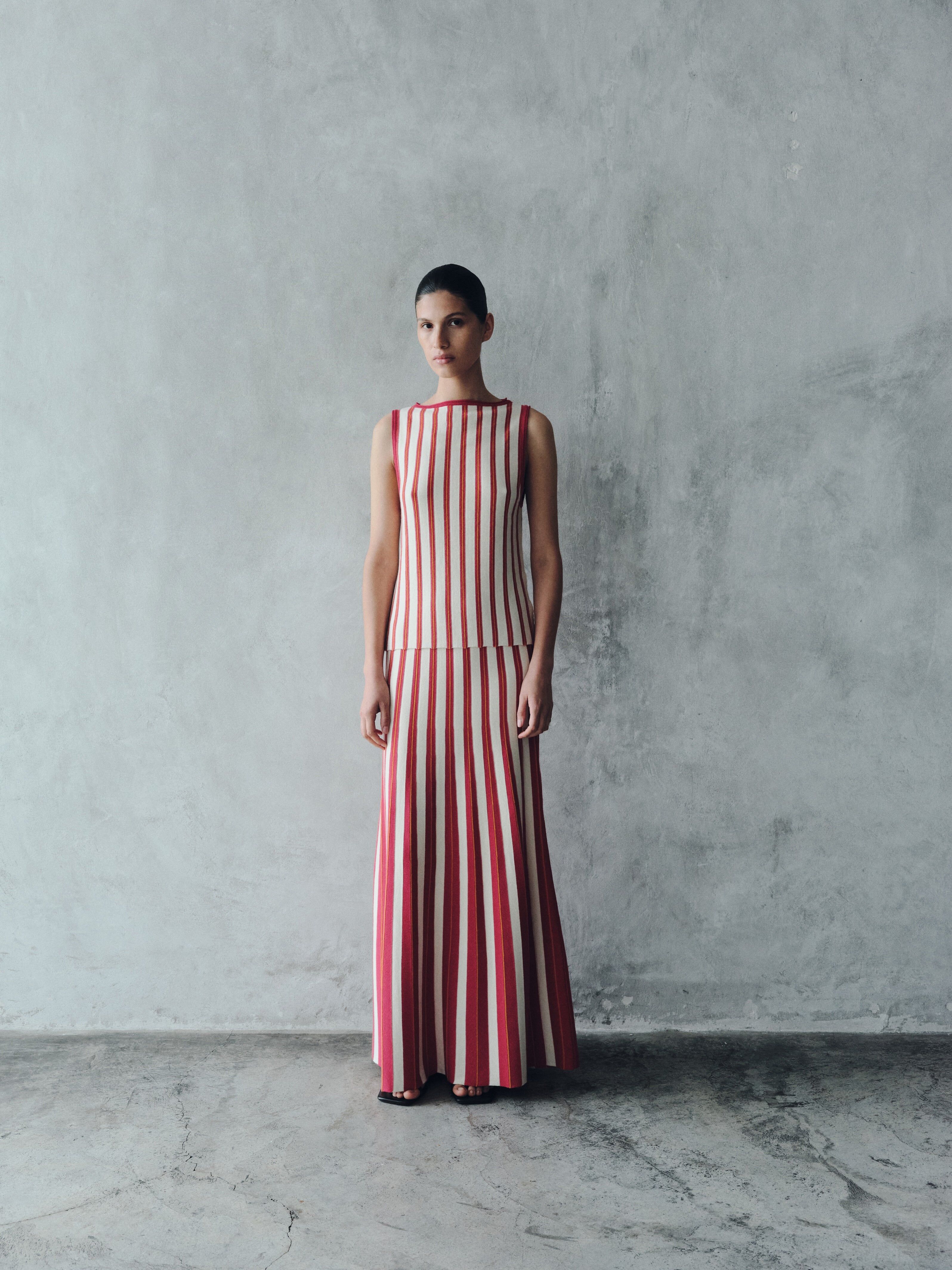 manglar maxi skirt ivory fuchsia 2