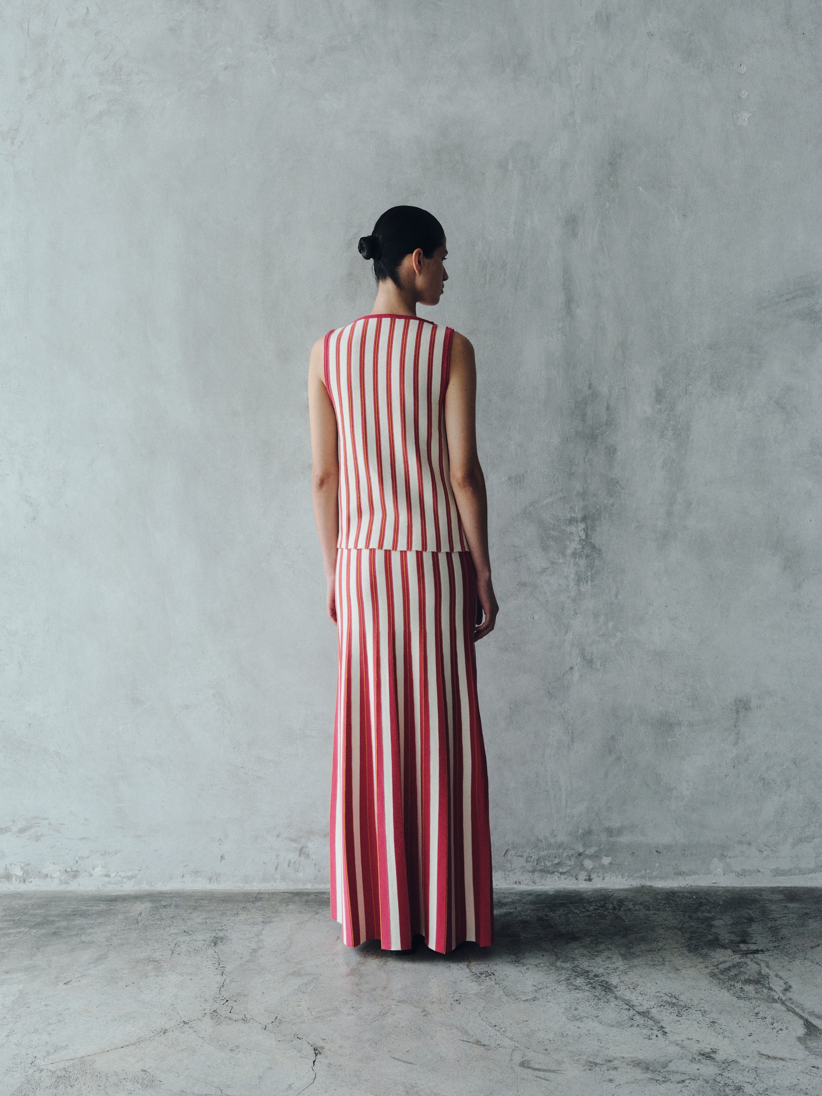 manglar maxi skirt ivory fuchsia 3