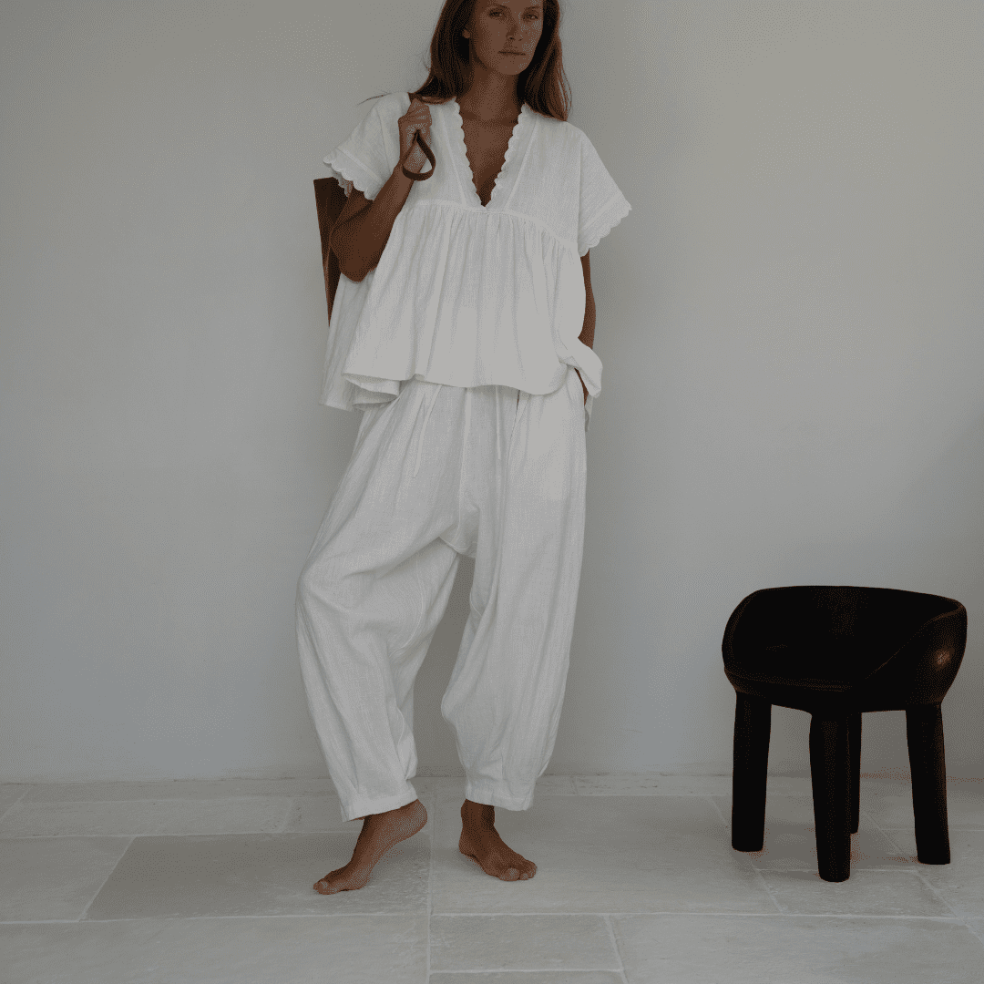 marlo pleat white ramie pant 1