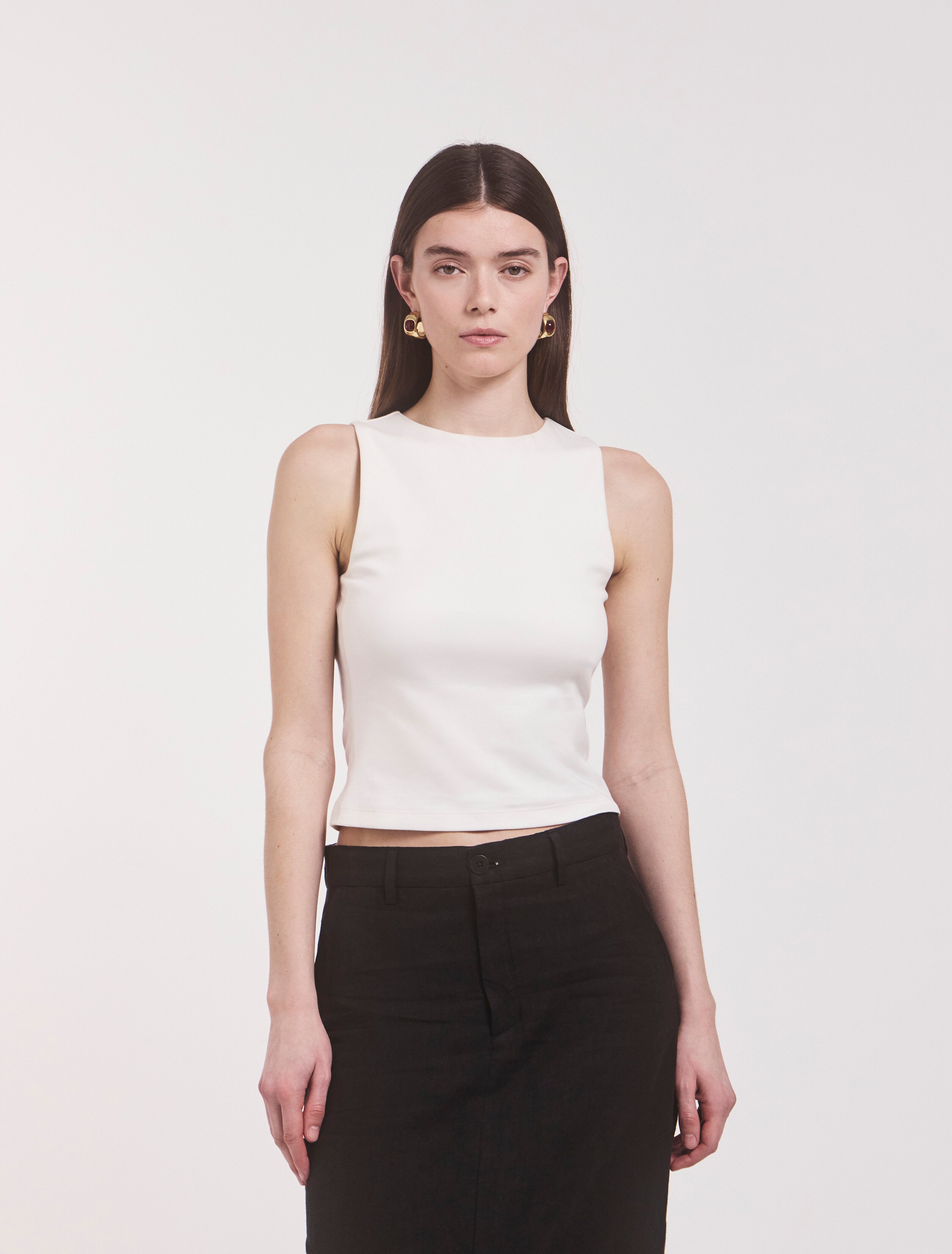 maya cropped tank in chalk white 1